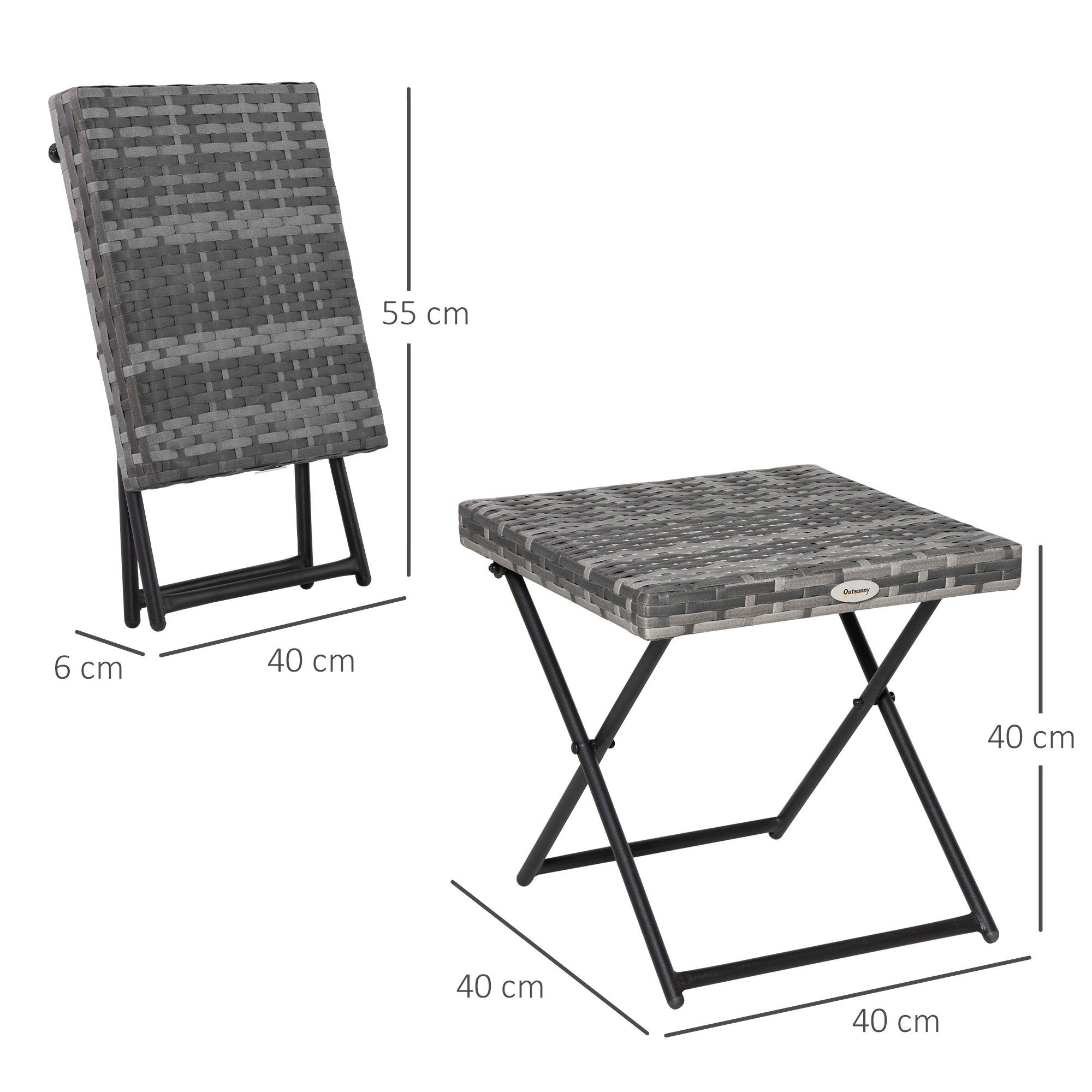 40 cm Breite 1-St., x Outsunny (Set, 1 Gartentisch Beistelltisch Gartentisch),