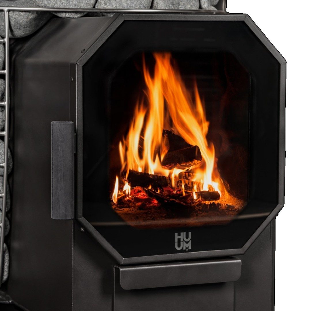 HUUM Saunaofen HUUM HIVE Flow Mini Holz-Saunaofen 8,5 kW, 8.5 kW, Manuelle Steuerung, Holzbefeuerung; Gleichmäßige Wärmeverteilung; Aufgussbetrieb