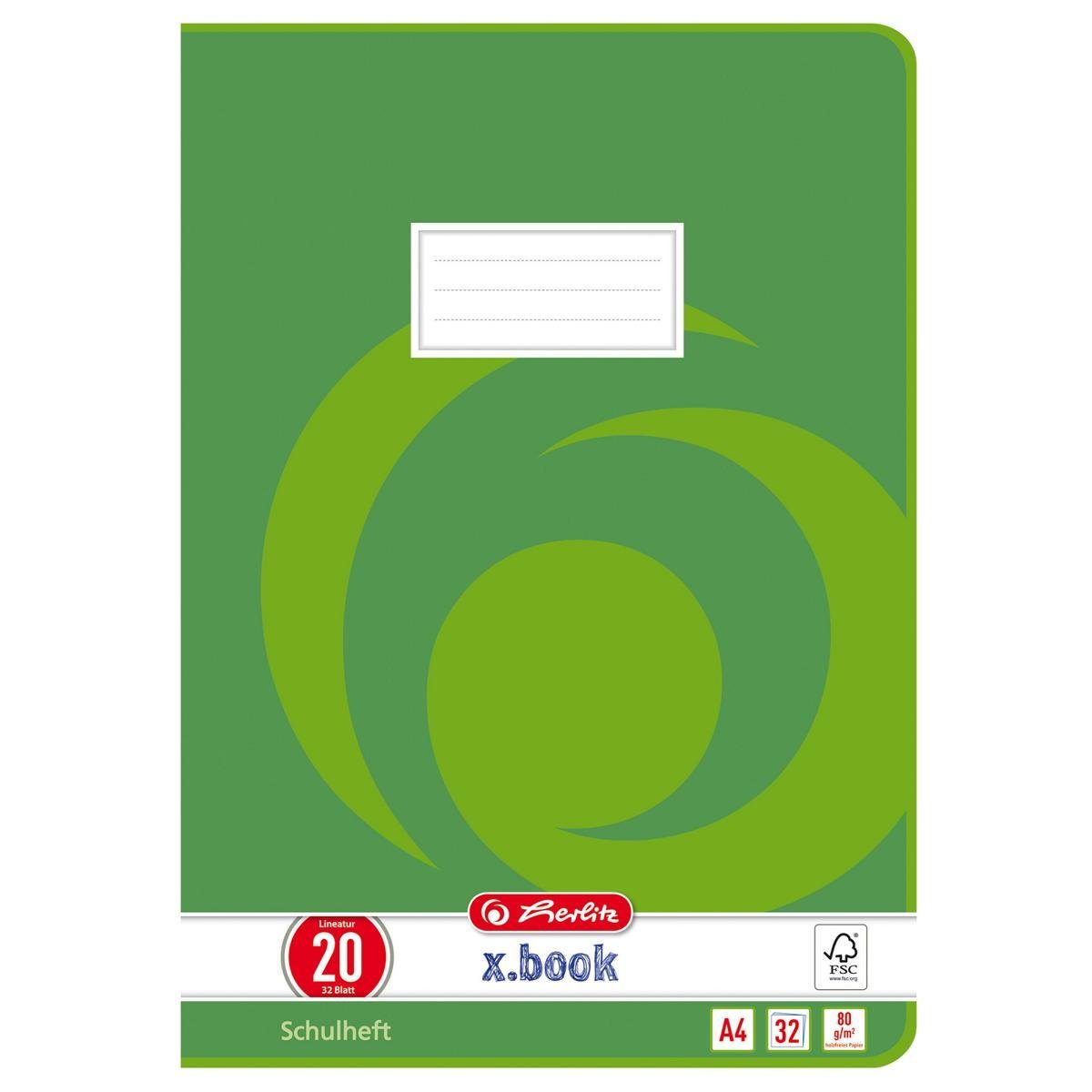 Herlitz Schulheft 5 Herlitz Schulhefte / DIN A4 / 32 Blatt / Lineatur 20