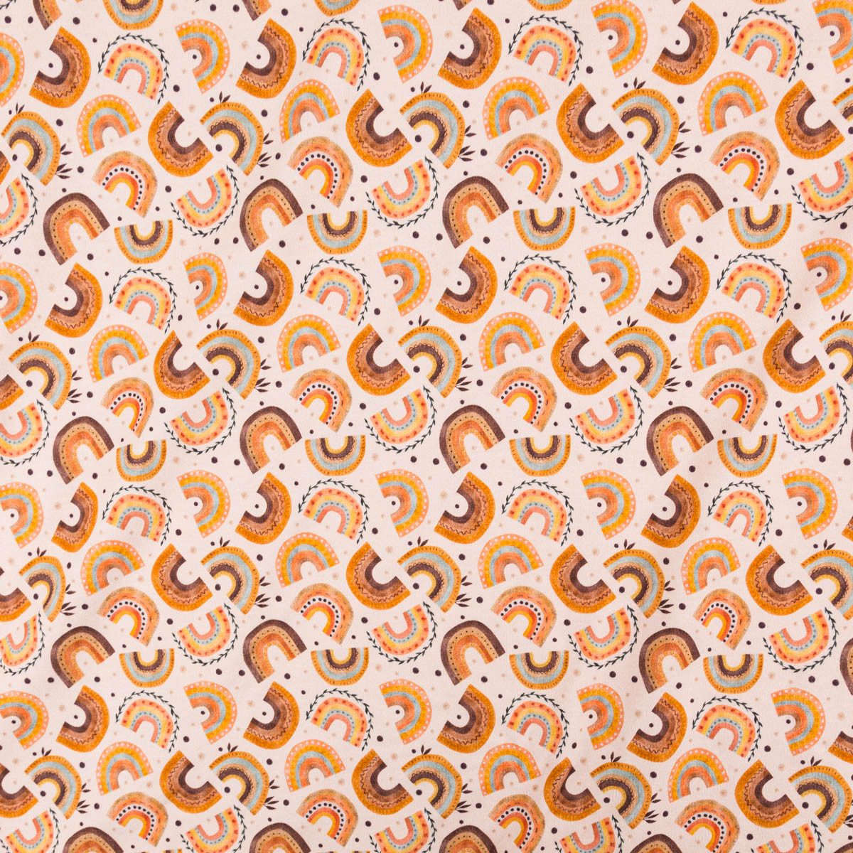 Thumbnail - SCHÖNER LEBEN. Stoff Jersey Stoff Digitaldr. Regenbogen Punkte rosa orange 1,4m Breite, allergikergeeignet