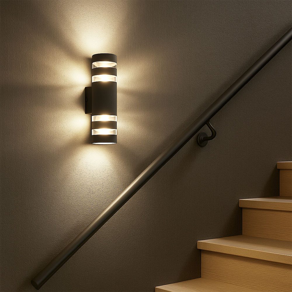 GLOBO LIGHTING Wandleuchte, Leuchtmittel nicht inklusive, Wandleuchte Wandlampe Up Down anthrazit H 22 cm