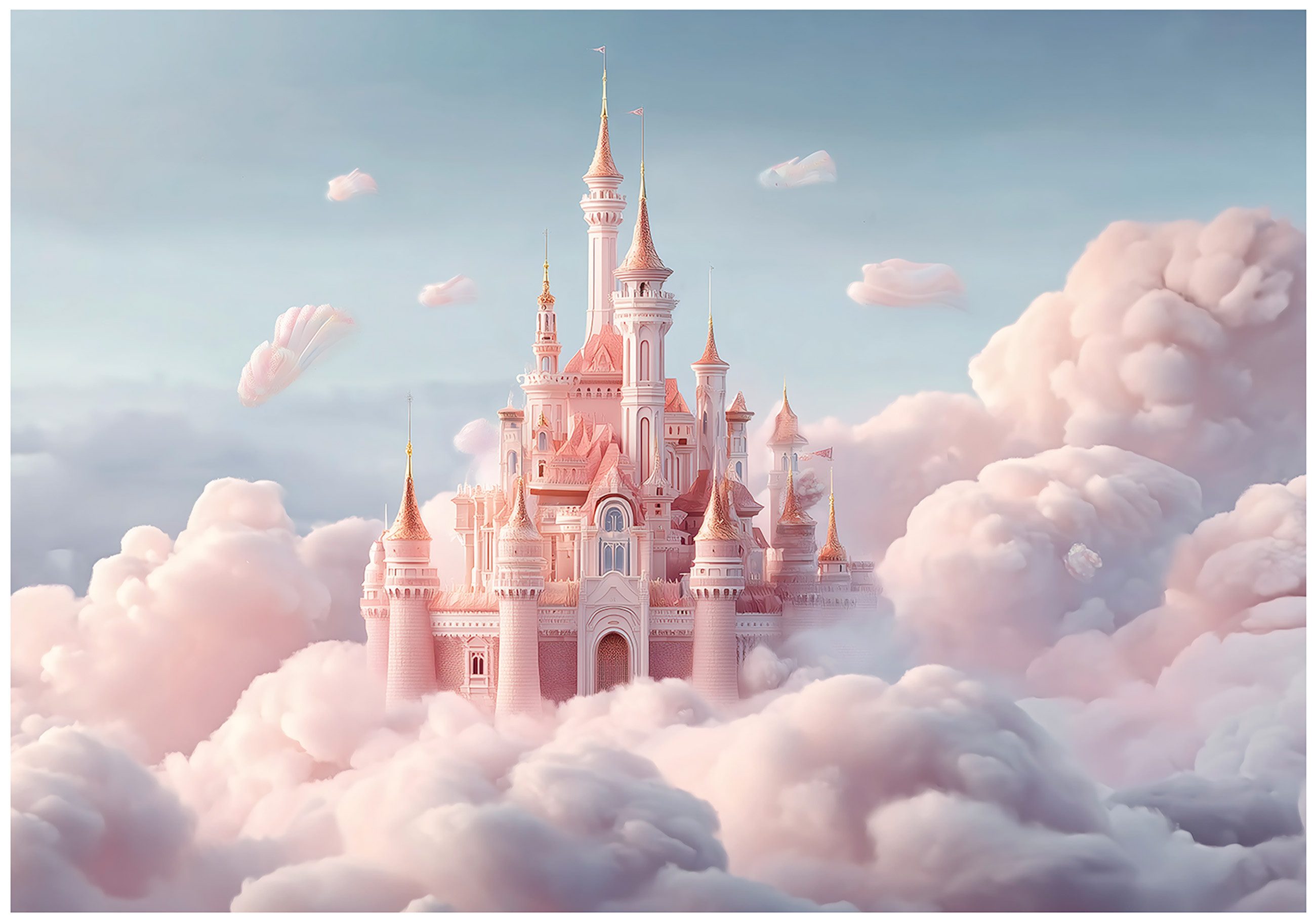 Wallarena Fototapete Kinderzimmer Burg Rosa Wolken Mädchen Kinder Vlies Tap günstig online kaufen