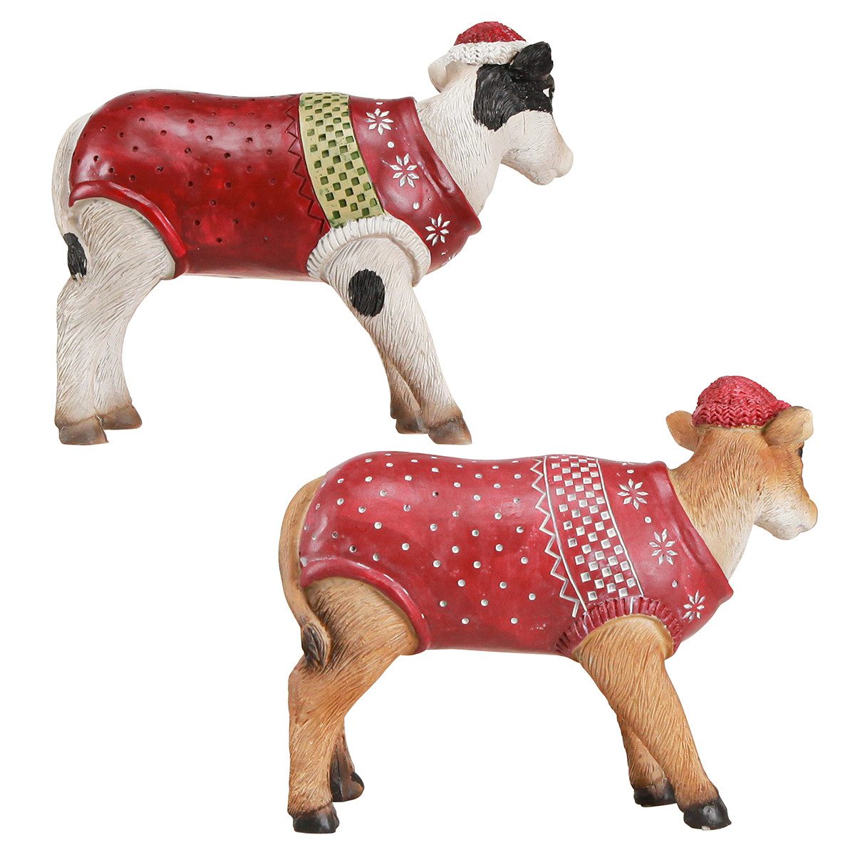 Florists Products Weihnachtsmann Weihnachtsdeko Kuh mit Mütze Festliche Tischdeko, 2 Stück