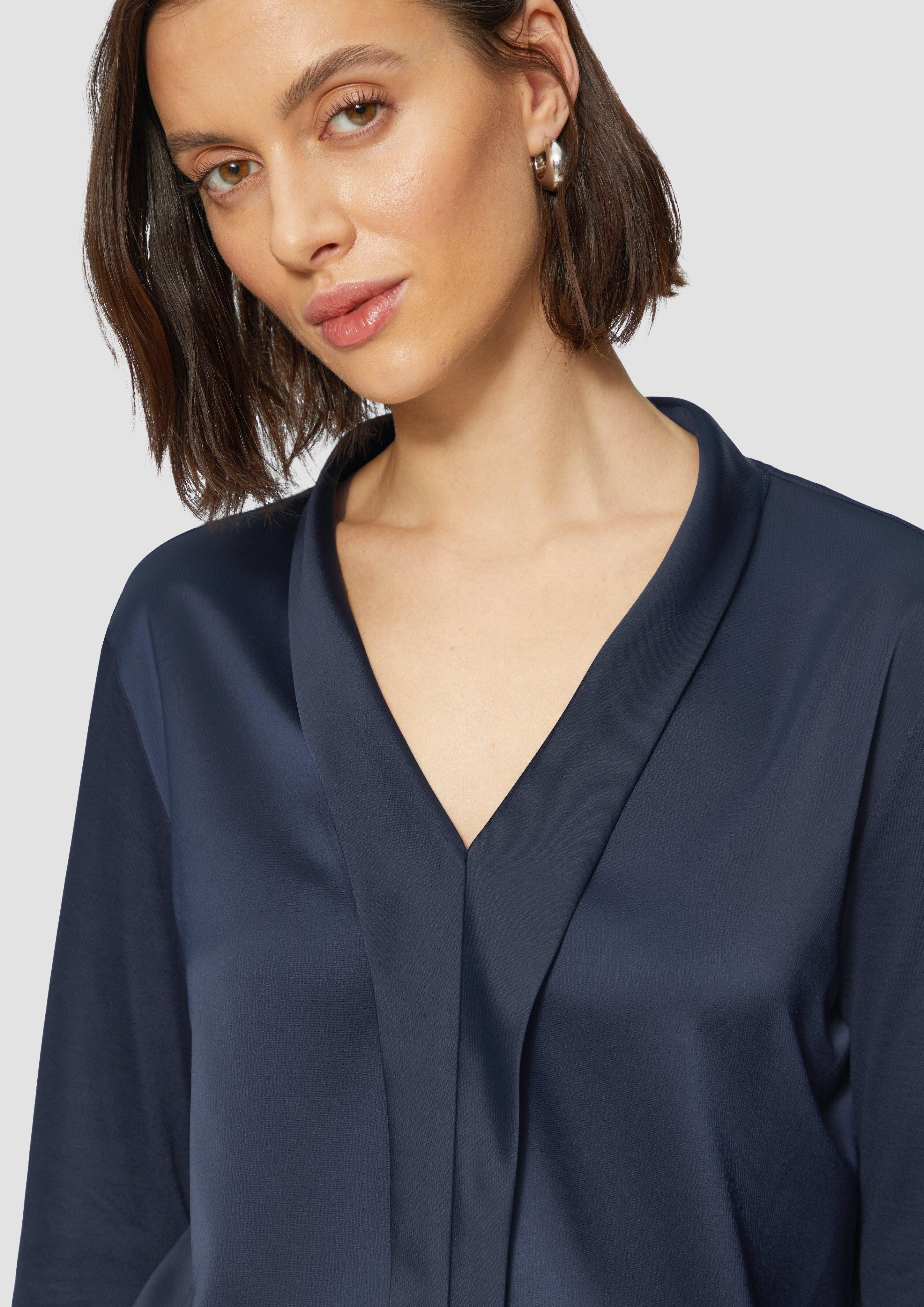 s.Oliver BLACK LABEL Langarmshirt Satin-Blusenshirt mit günstig online kaufen