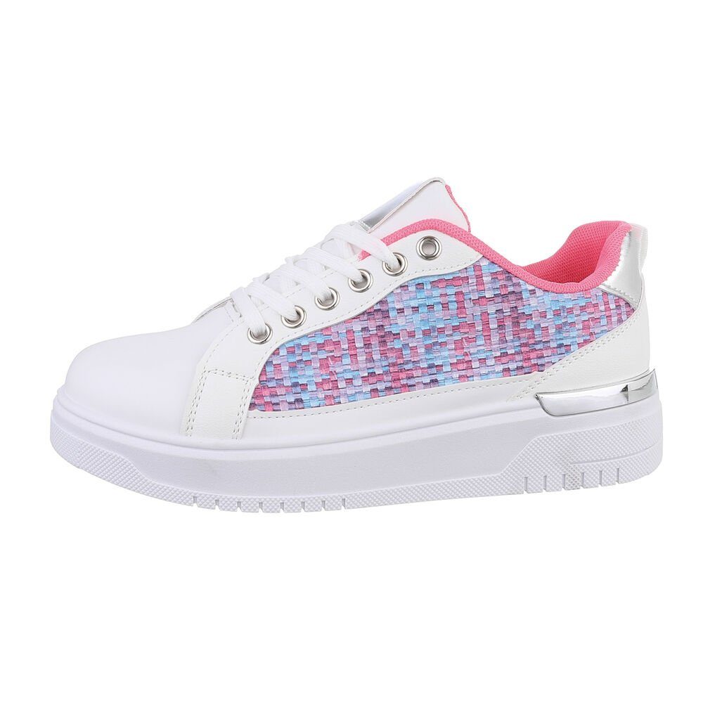 Ital-Design Damen Low-Top Freizeit Sneaker Keilabsatz/Wedge Sneakers Low in Weiß