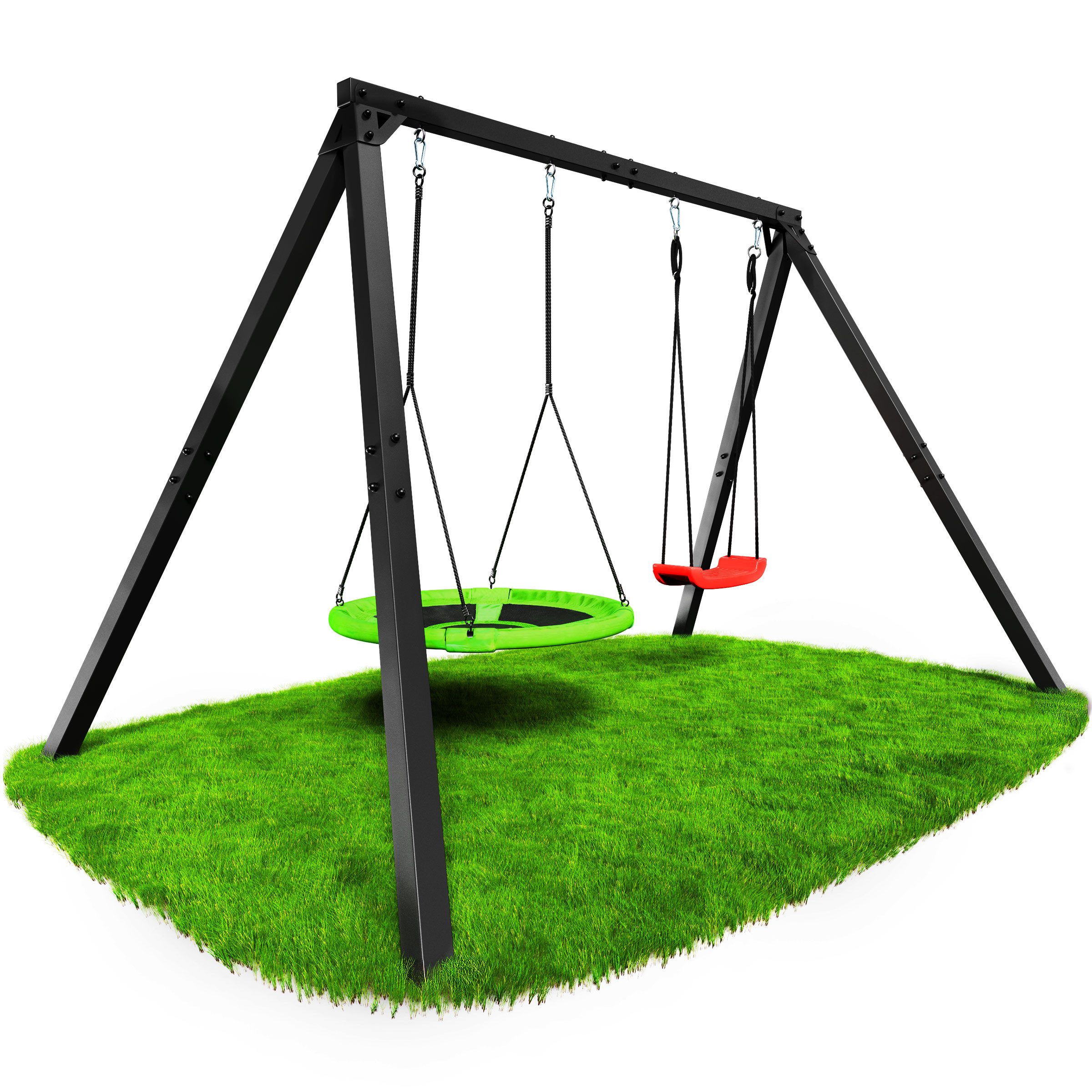 Doppelschaukel Premium Doppelschaukel aus Metall mit Nestschaukel & Brettschaukel