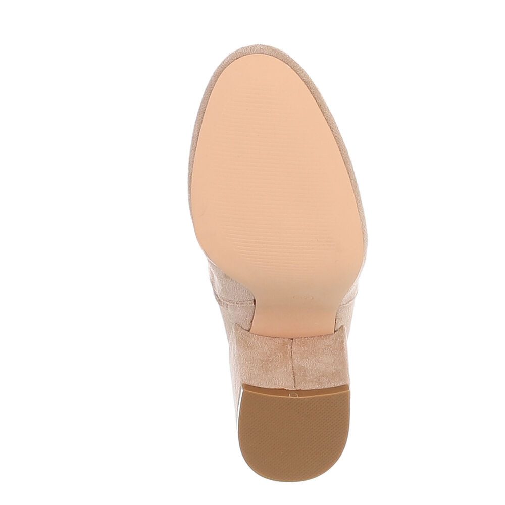 Ital-Design Damen Party & Clubwear Overkneestiefel (87124636) Blockabsatz High-Heel Stiefel in Beige