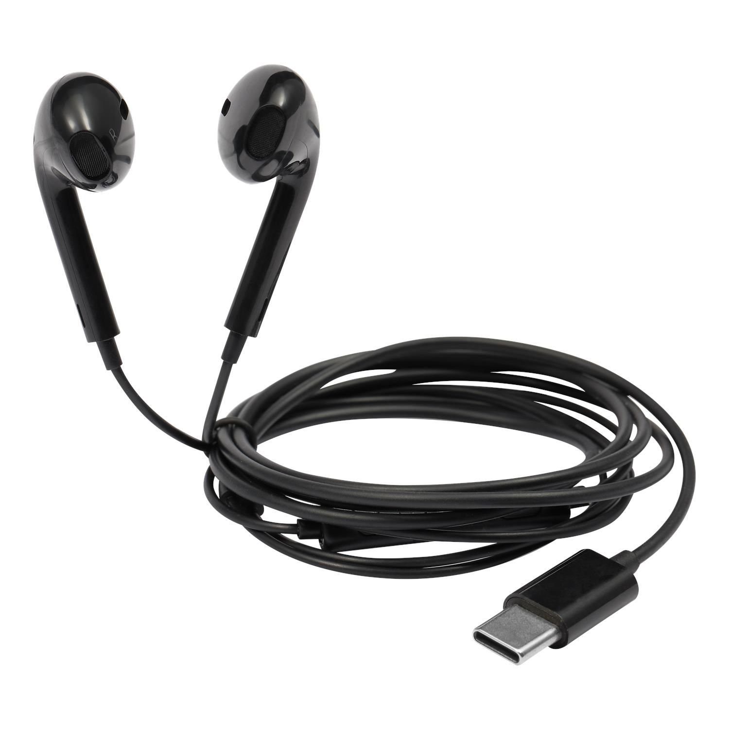 STREETZ In-Ear Headset/Kopfhörer "USB-C" In-Ear-Kopfhörer (integriertes Mikrofon, keine, Multitaste, kabelgebunden, 1,2 m Kabel, Semi-in-Ear, ergonomisch) schwarz