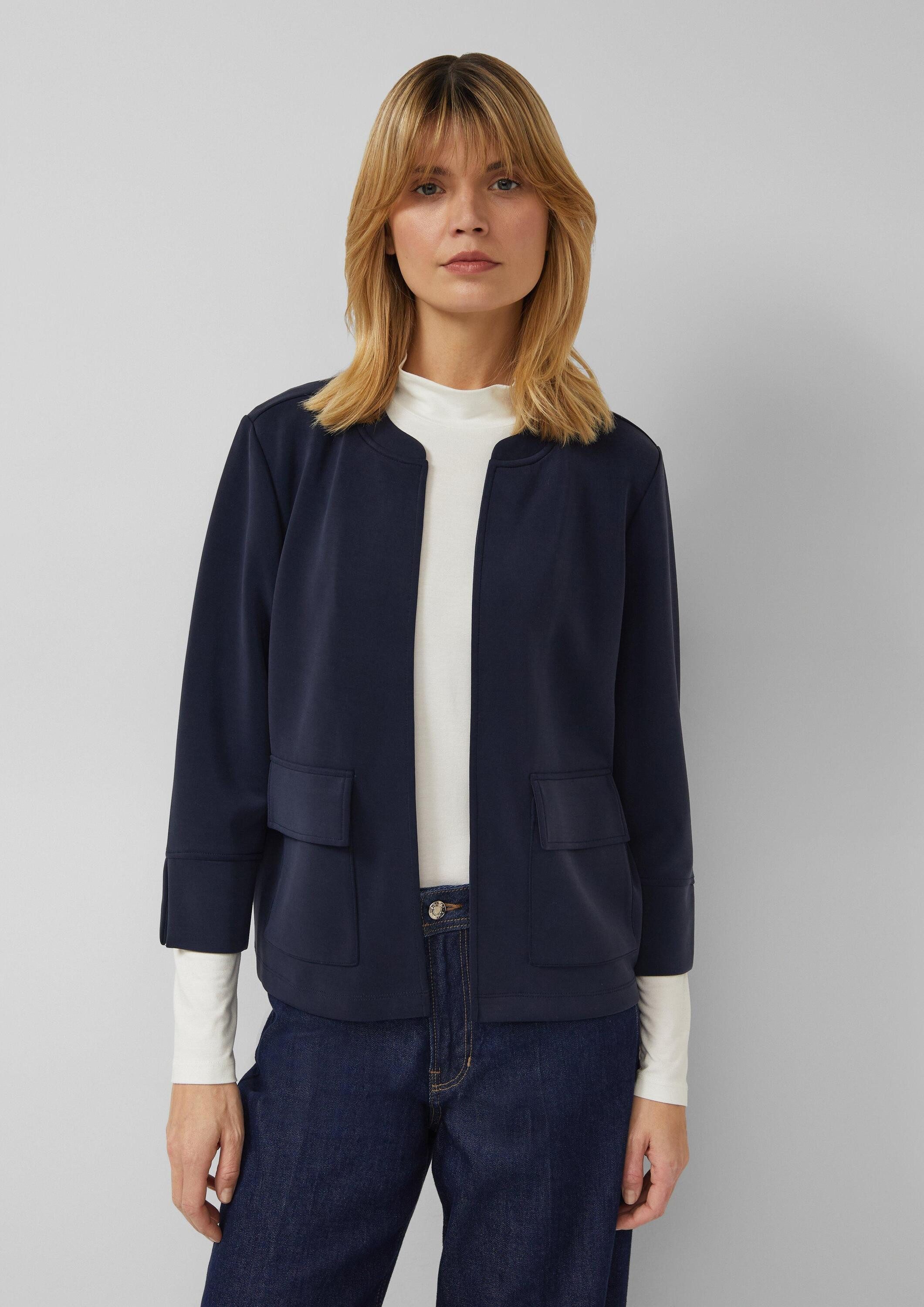 s.Oliver Sweatjacke Sweatshirt Jacke Verkürzte Sweatshirt-Jacke aus Scuba