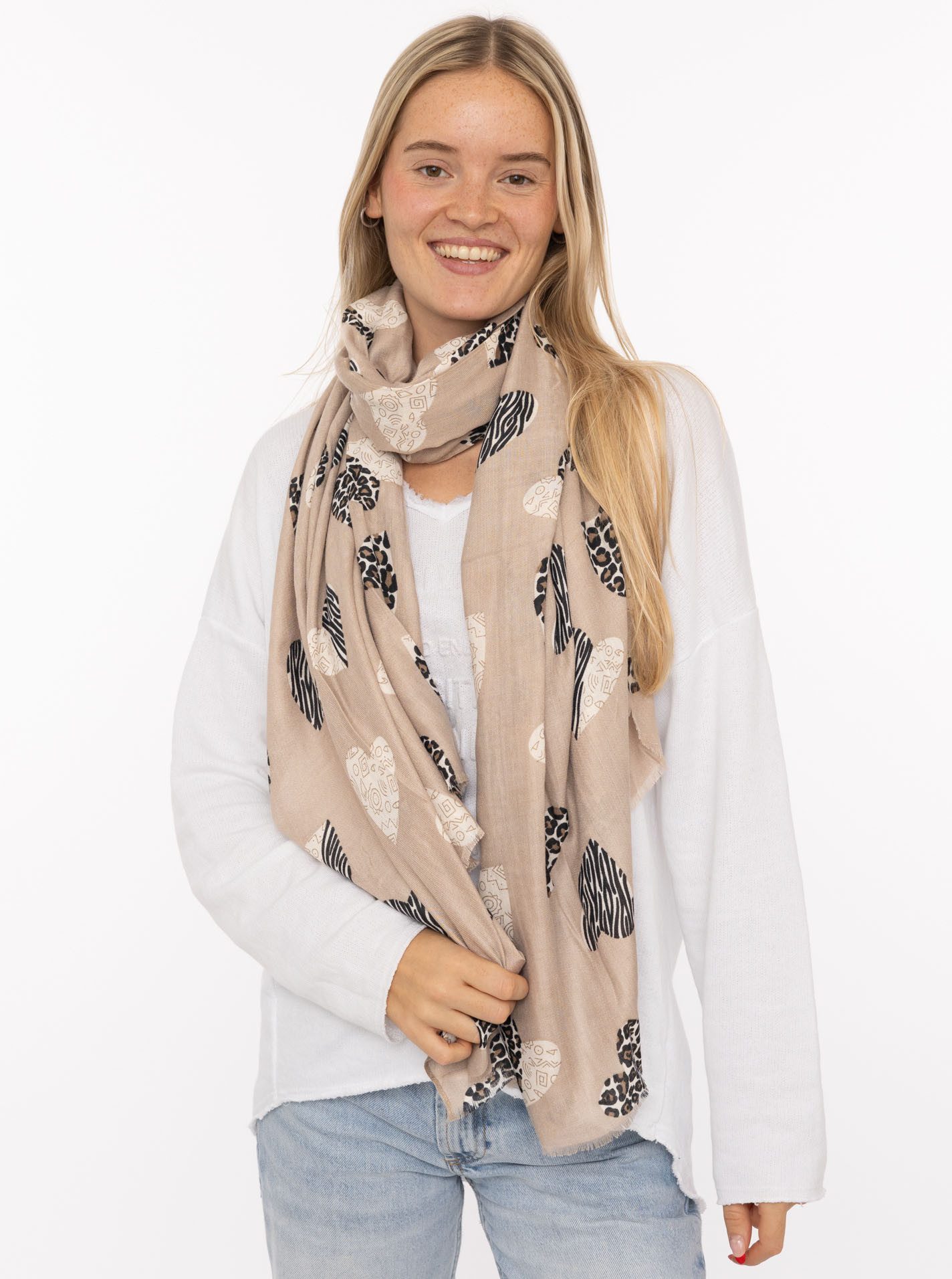 Zwillingsherz Schal "Safari Hearts", angesagtes Herzmuster günstig online kaufen