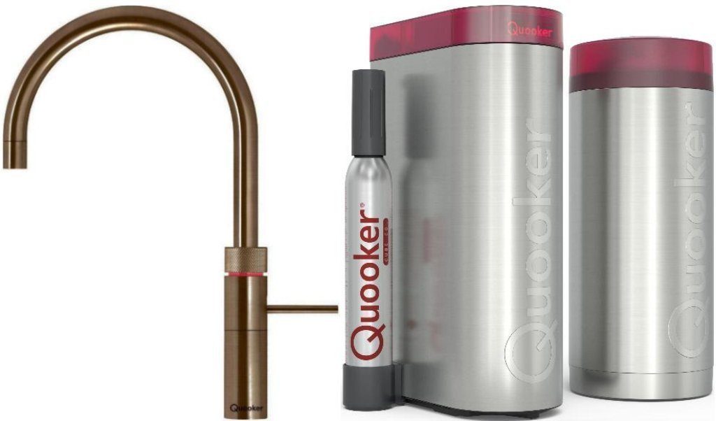 Kochendwasserhahn FUSION B Combi CUBE (2-St) Küchenarmatur 100°C mit (22FRPTNCUBE) mit Messing QUOOKER Trinkwassersystem 2 QUOOKER ROUND
