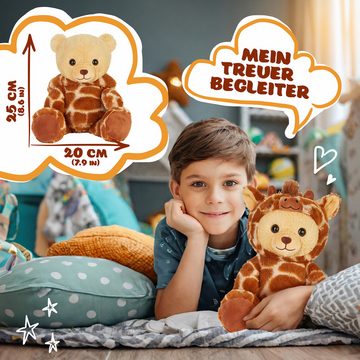 BRUBIES Kuscheltier Teddy Giraffe - 25 cm Teddybär im Giraffenkostüm mit Kapuze (Plüschtier für kuschelige Abenteuer, 1-St), Kuscheltier Geschenk für Kinder