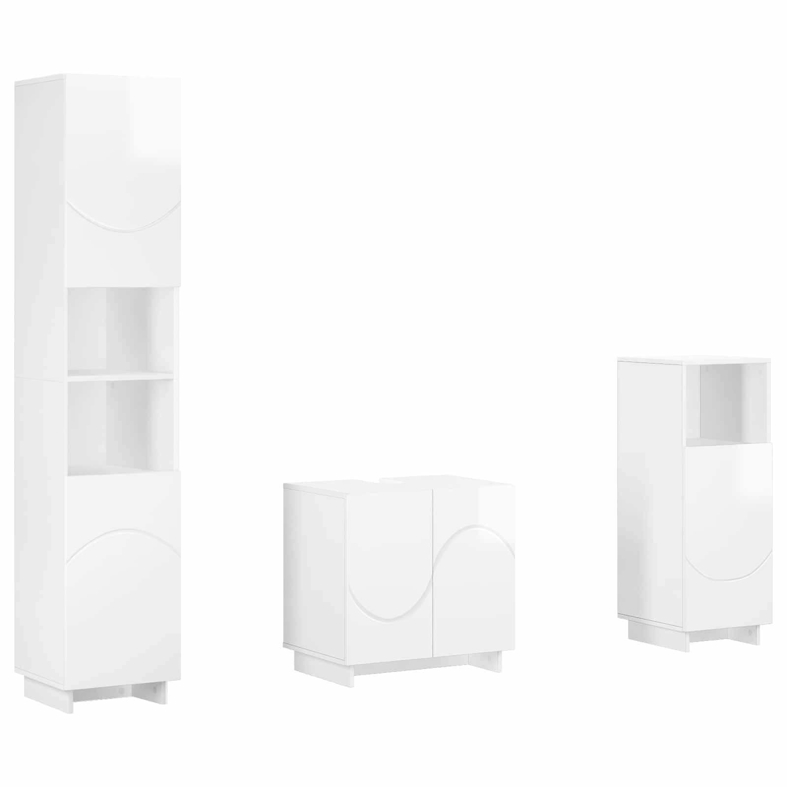 vidaXL Gartenlounge-Set Badezimmerschrank-Set 3 stk. Hochglanz Weiß Holzwerkstoff, (3-tlg)