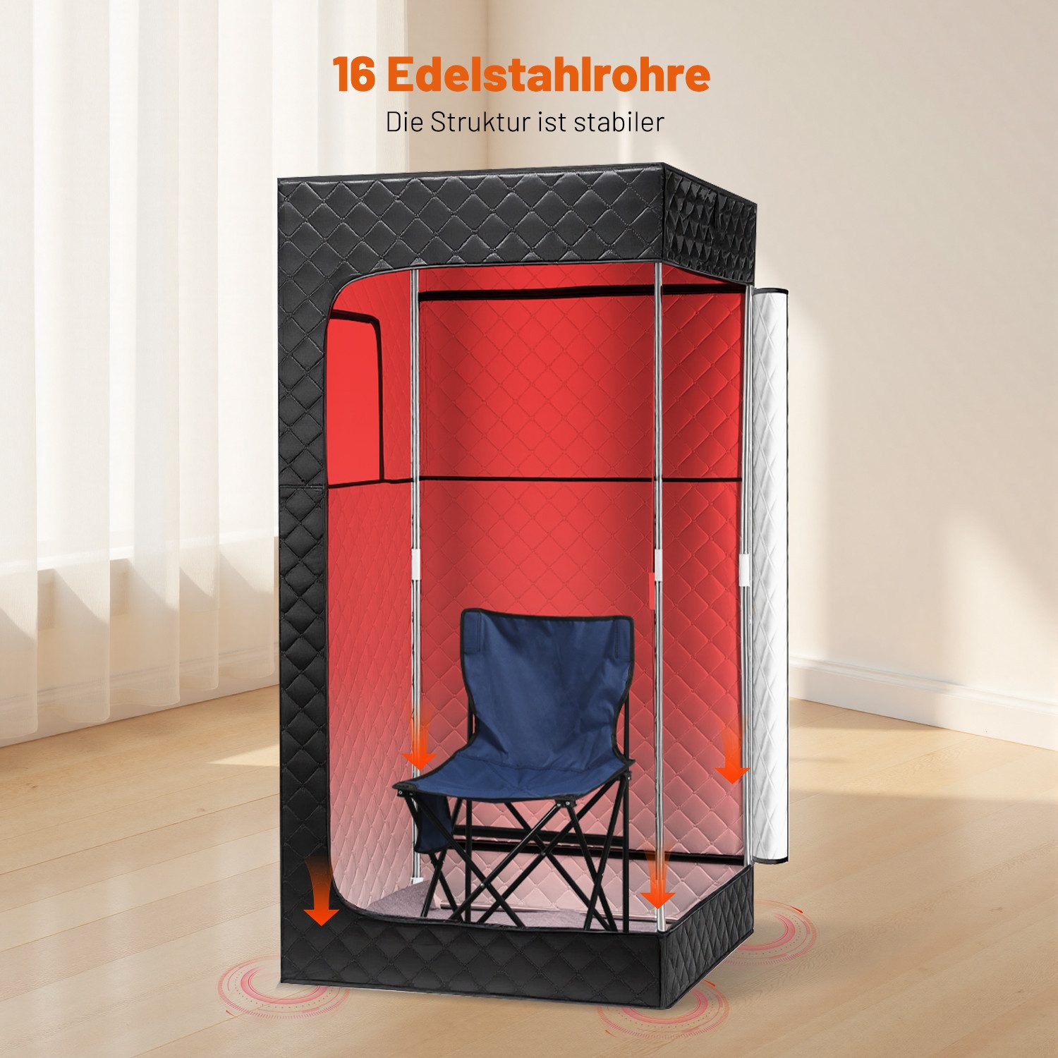 kehot Sauna Dampfsauna für Zuhause mit 1500 W Dampfgenerator, BxTxH: 90 x 90 x 180 cm, (Faltbare Heimsauna mit 3 L Tank & 9 Temperaturstufen, Timer, Tragbare We – Bild 4 von 5