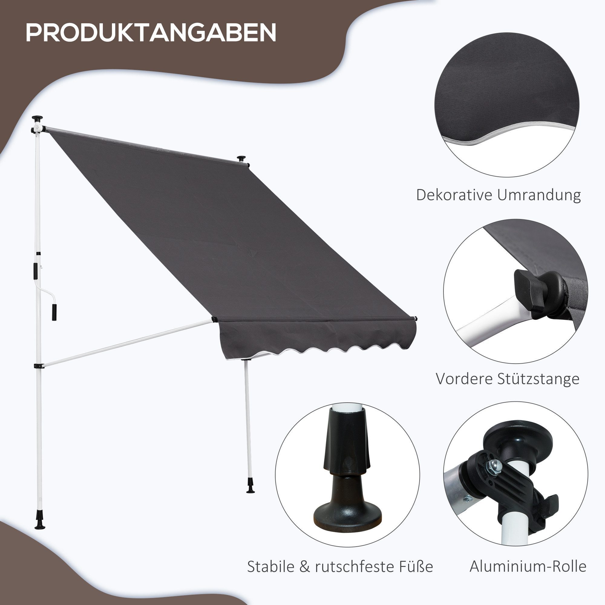 MC Star Klemmmarkise Outsunny Gelenkarmmarkise Klemmmarkise günstig online kaufen