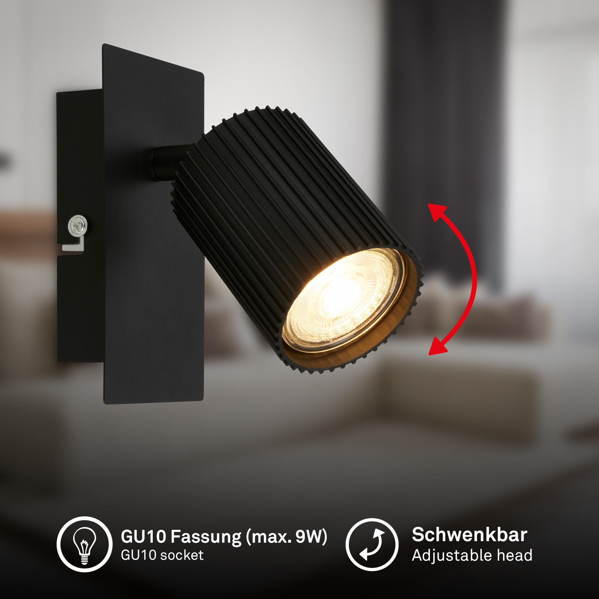 Briloner Leuchten LED Deckenspot Deckenleuchte Wandleuchte schwenkbar GU10 Deckenlampe Wohnzimmer Flur, 1-flammig, ohne Leuchtmittel, Abhängig vom Leuchtmittel, Schwarz, Beige, Coffee-Warmgrey, Wohnzimmer, Flur, Büro