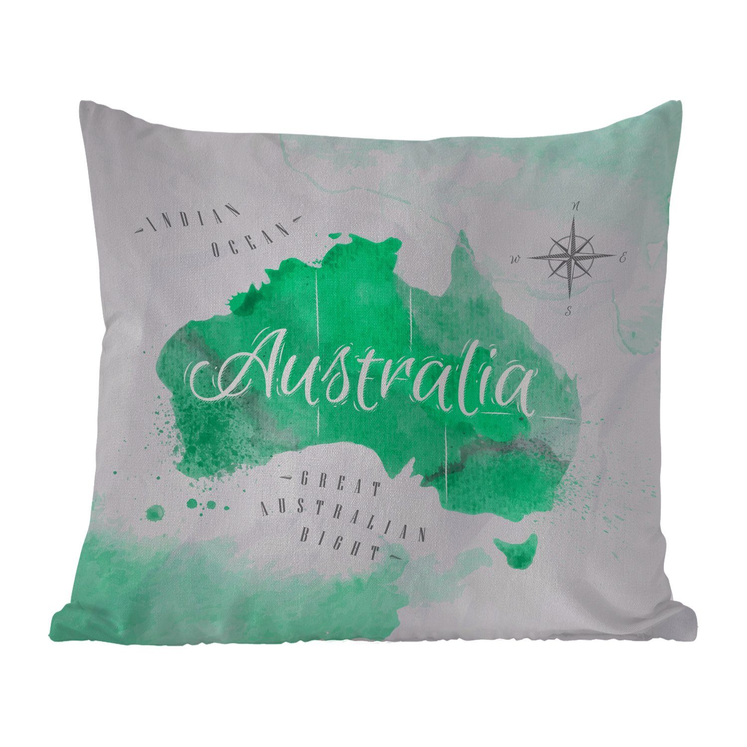 MuchoWow Dekokissen Australien - Weltkarte - Aquarell, Kissenbezüge, Kissenhülle, Dekokissen, Dekokissenbezug, Outdoor | Dekokissen