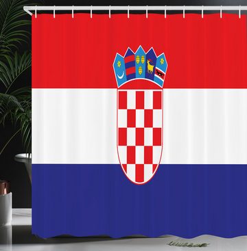 Abakuhaus Duschvorhang Moderner Digitaldruck mit 12 Haken auf Stoff Wasser Resistent Breite 175 cm, Höhe 180 cm, Kroatien Einfaches Design Flagge Druck
