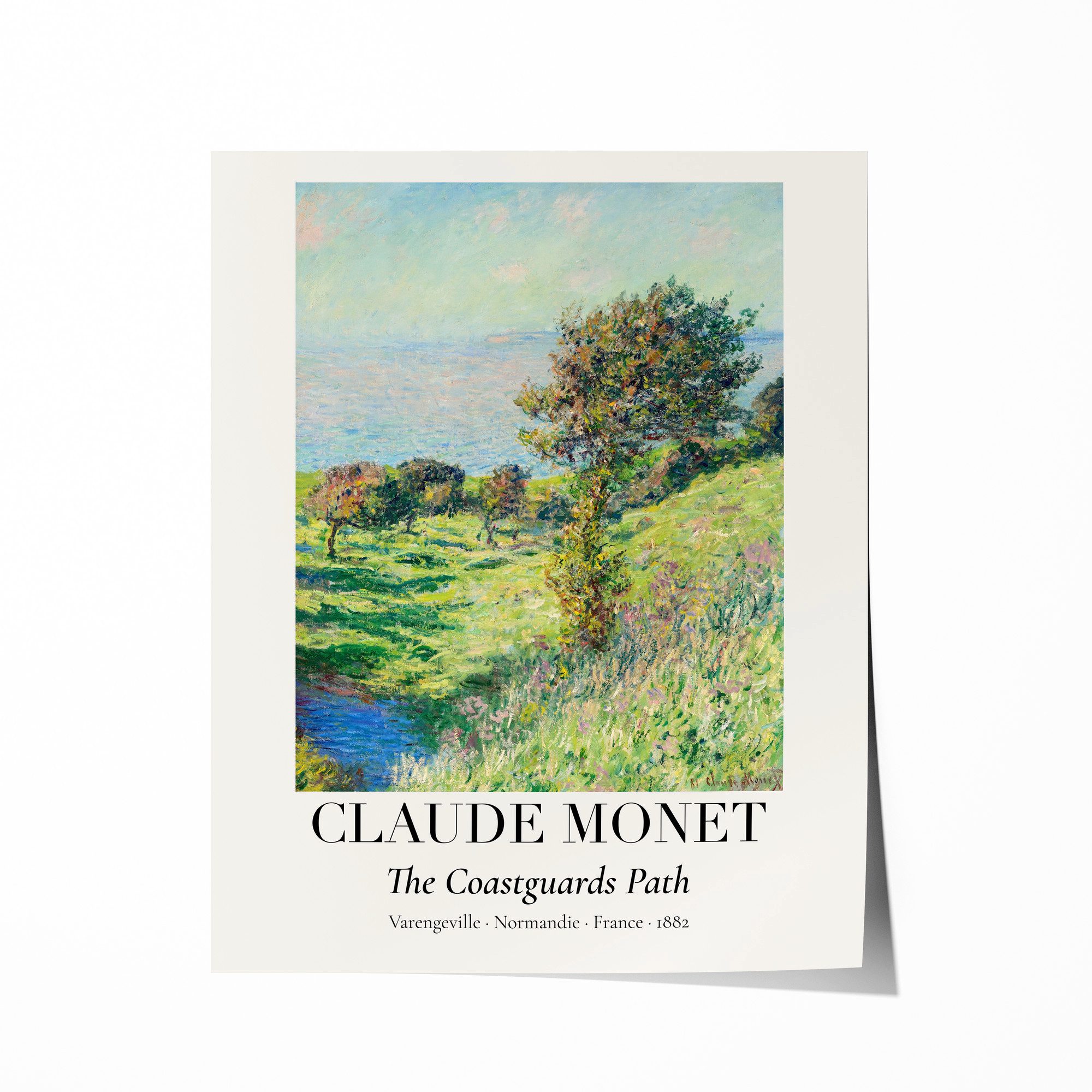 JUSTGOODMOOD Poster Premium ® Claude Monet Poster · Küstenweg Varengeville 1882 · Vintage, (1 St), verschiedene Größen wählbar