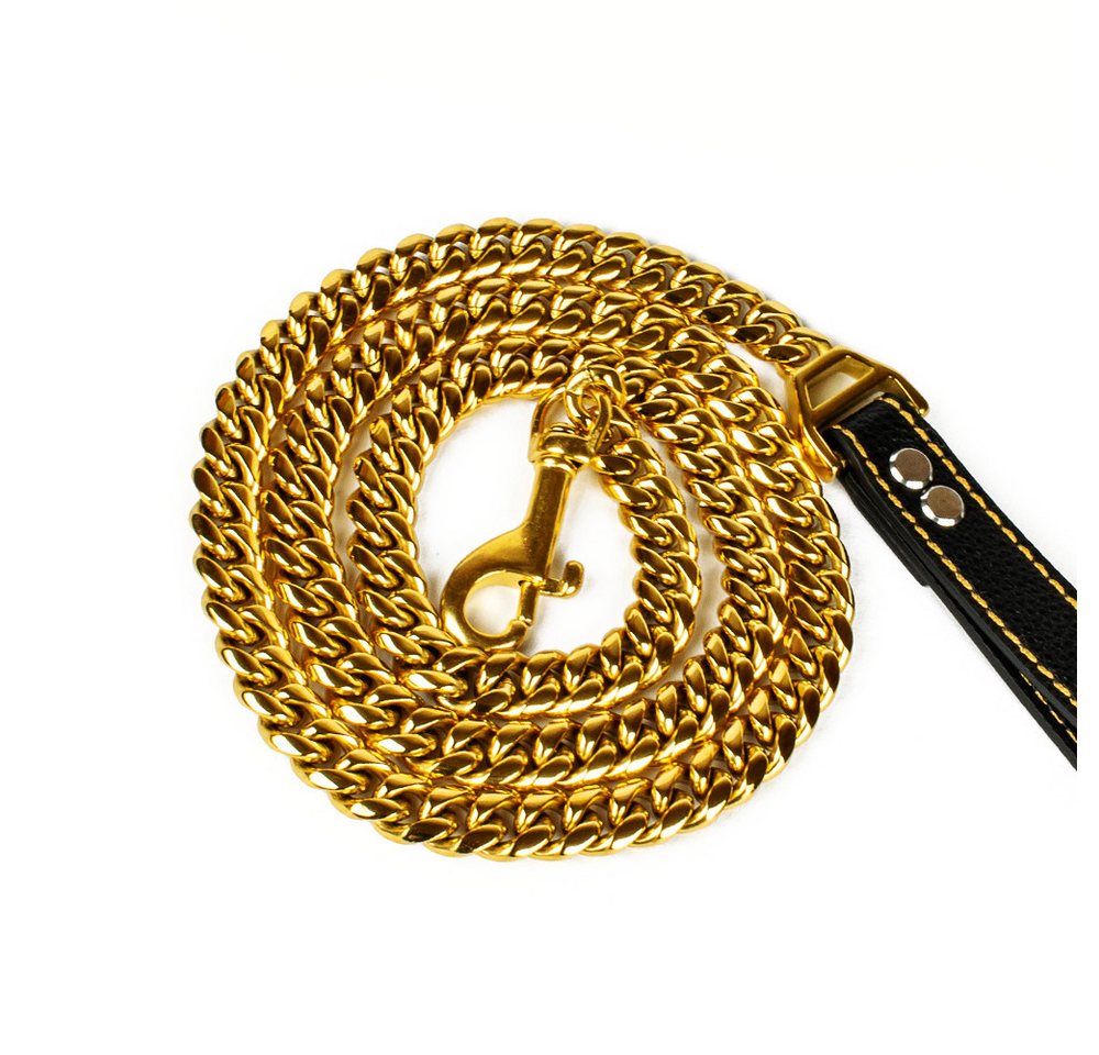 Thumbnail - Tierluxe Hundeleine Gold Kette, Edelstahl, Leder
