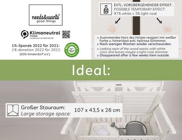 needs&wants® Gartenbank Holz wetterfest mit Stauraum, Truhenbank Holzbank Sitzbank Truhe weiß