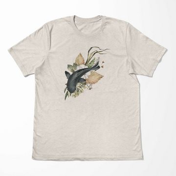 Sinus Art T-Shirt Herren Shirt 100% gekämmte Bio-Baumwolle T-Shirt Blumen Koi Wasserfarben Motiv Nachhaltig Ökomode a (1-tlg)