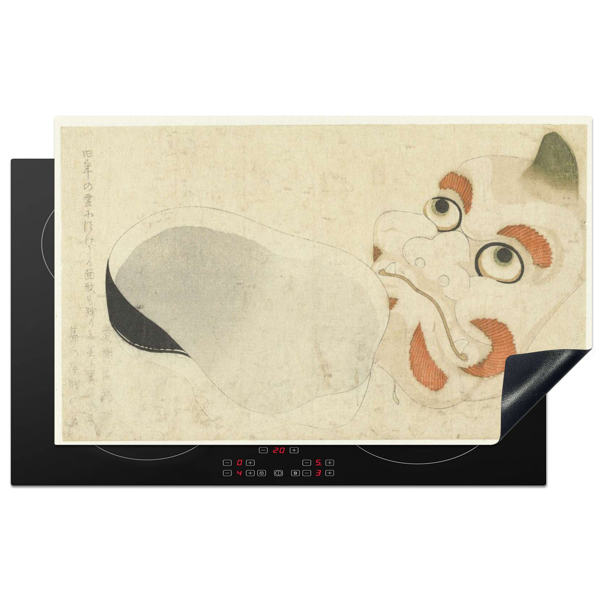 MuchoWow Herdblende-/Abdeckplatte Zwei Masken 83x51 - tlg), Arbeitsplatte Ceranfeldabdeckung, Hokusai, Gemälde Vinyl, Katsushika für (1 von cm, küche