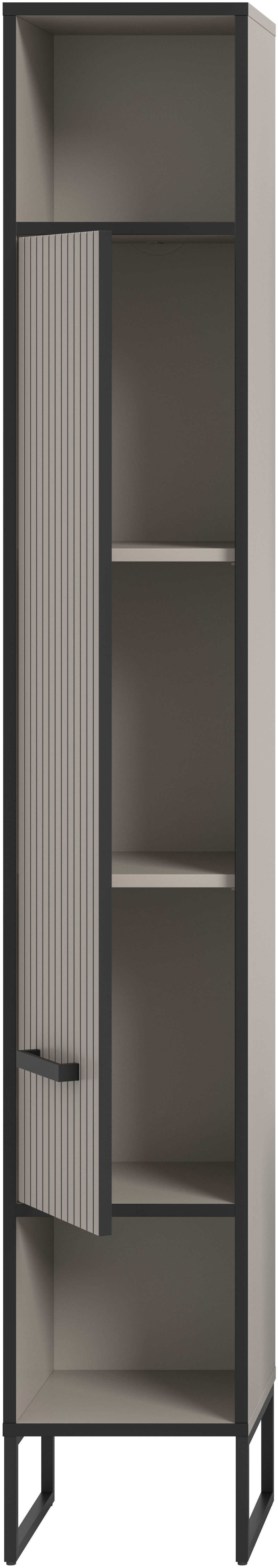 welltime Hochschrank Locri, Höhe 192 cm, Rillenoptik, Metall Kufen (1-St) Türanschlag wechselbar, modernes Design, Badschrank, Bad – Bild 5 von 5