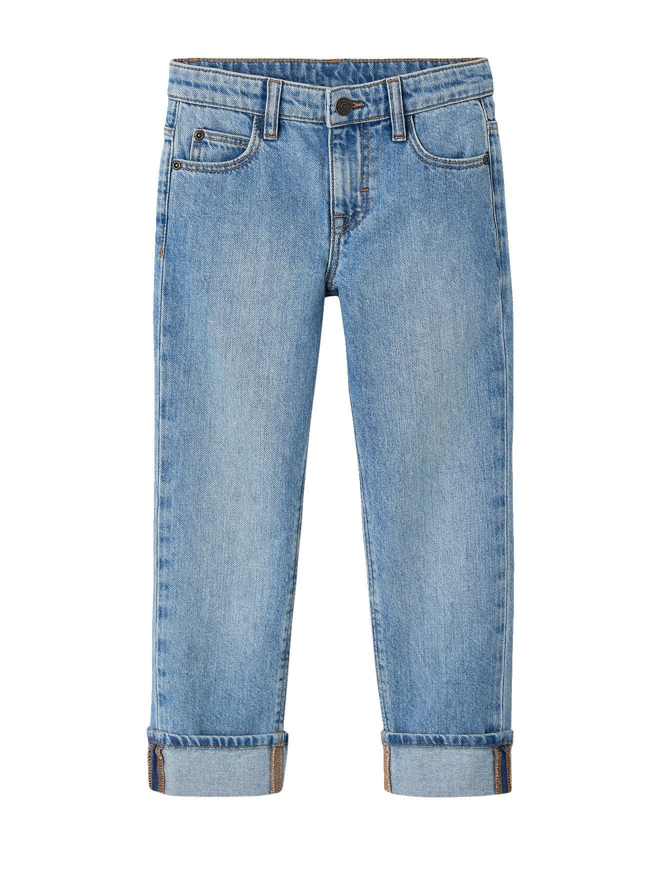 Bequeme Jeans Gerade Jungen Jeans mit Beinaufschlag