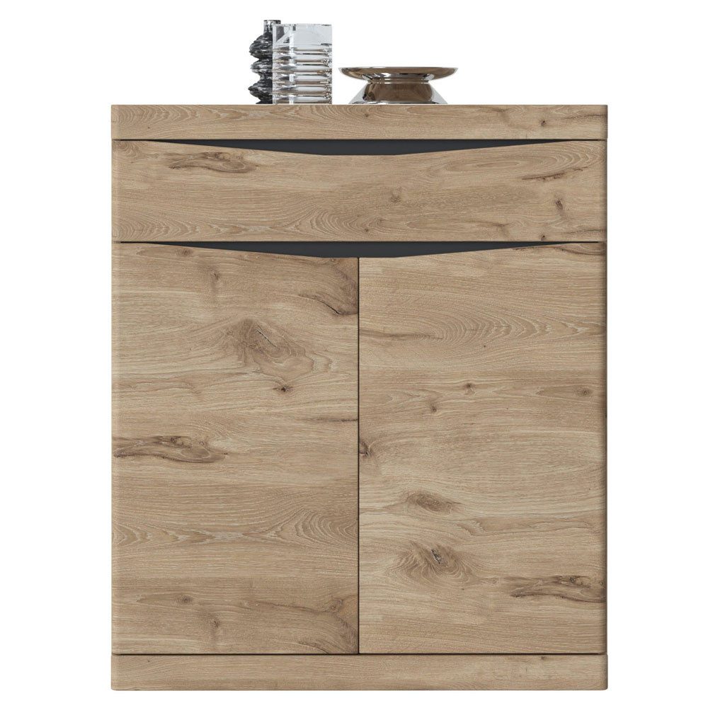 Feldmann-Wohnen Schuhschrank Twist (2-türig, innen 2 Einlegeboden, 1 Schubkästen, 1-St., moderne Optik, mit Einlegeböden, mit Schublade) 86x40x102cm Eiche Viking / anthrazit mit Schubkasten