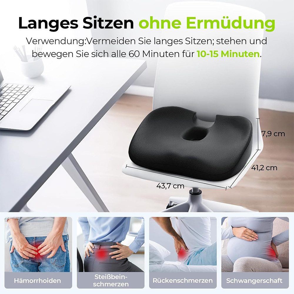 AFKSMILE Sitzkissen Sitzkissen Orthopädisch, Ergonomisches Hämorrhoiden Sitzkissen, Steißbeinkissen Sitzring Steißbein entlastet & Sitzkomfort erhöht