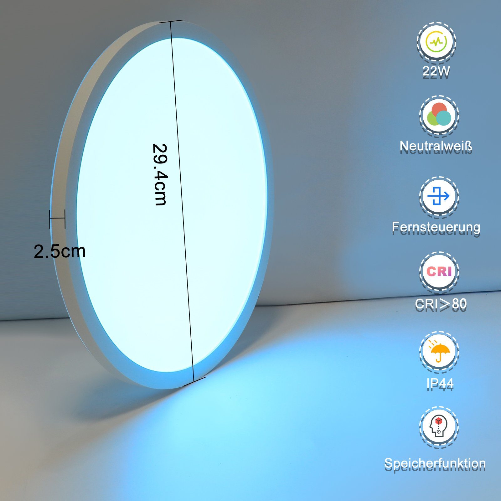 Nettlife Deckenleuchten integriert, Farbwechsel WiFi Wohnzimmer für Panel Neutralweiß, IP44,Farbwechsel, 22W RGB Küche LED Kinderzimmer Schlafzimmer Life/TUYA, Weiß Samrt 4000K mit LED Rund fest