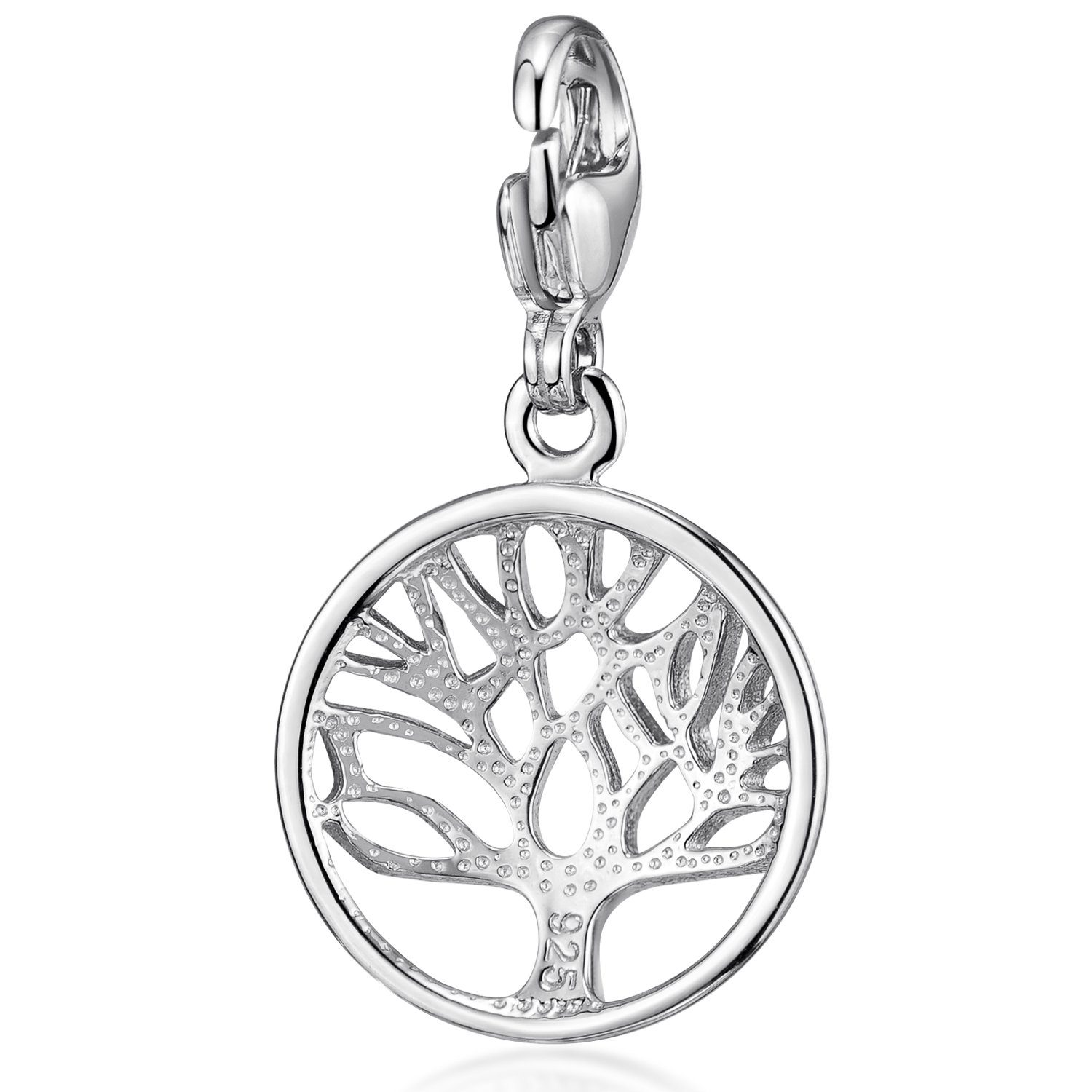 / Silber, Sterling rhodiniert Charm-Einhänger Silber Lebensbaum Ø12mm Baum Materia 925 C43,