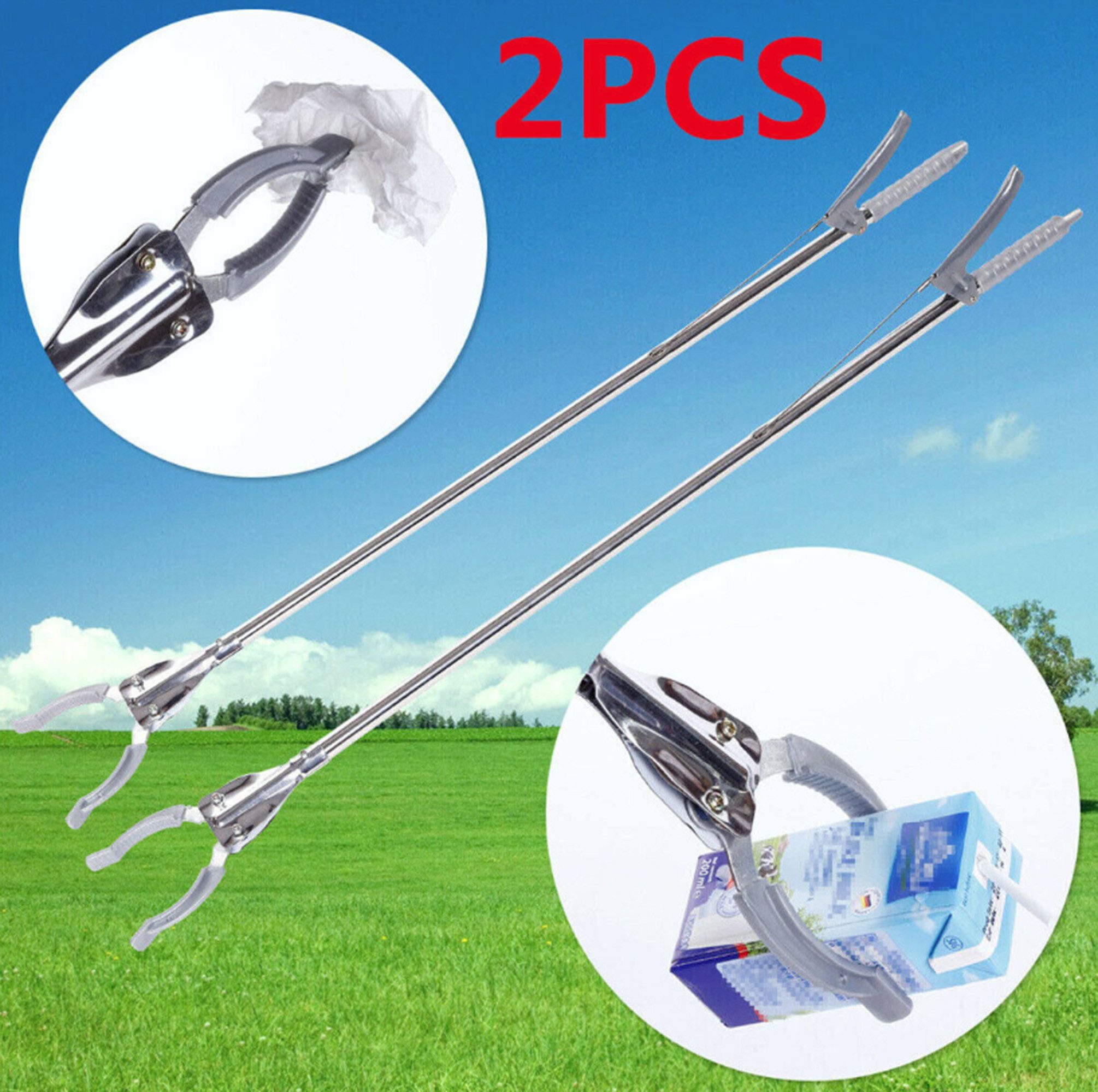 ibettertec Greifzange Greifzange, Müllzange, Greifhilfe, Müllsammler, Spar-Set 1-tlg., 2er Spar-Set Müllzangen mit Hebelmechanik für Haushalt, geeignet für Rechts- und Linkshänder, rostbeständiges Metall
