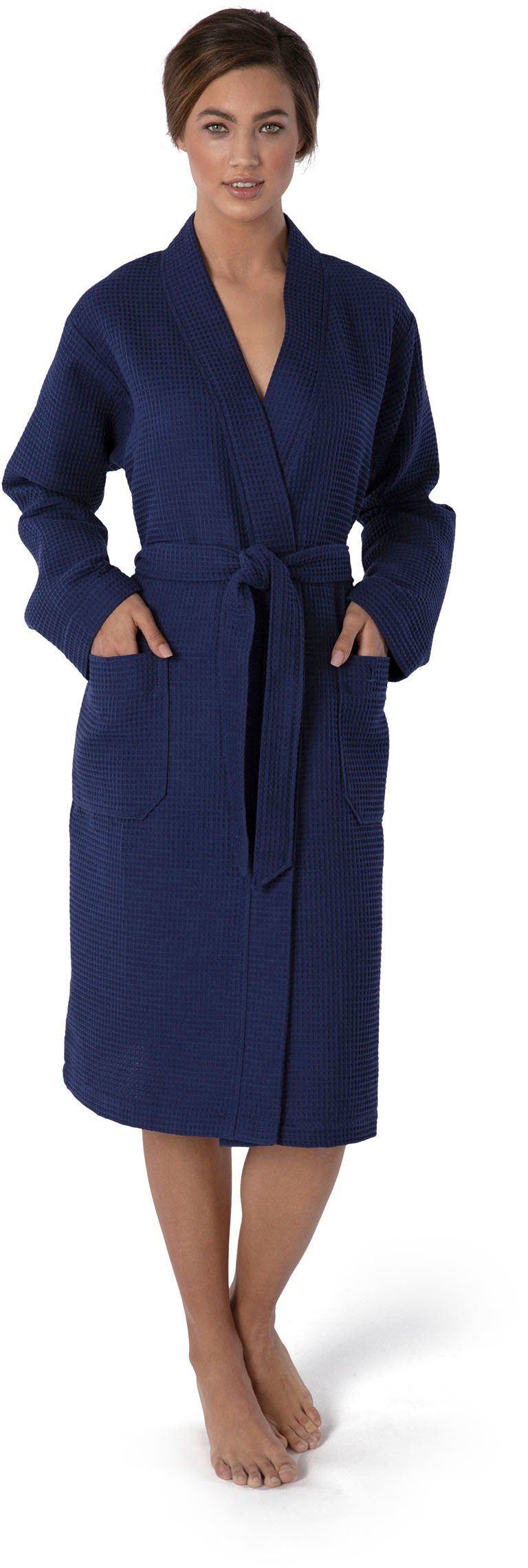 Möve Kimono Homewear, ideal für Sauna & Spa, Hotelbademantel, Morgenmantel, Kurzform, Piqué, Kimono-Kragen, Gürtel, Piquée-Oberfläche