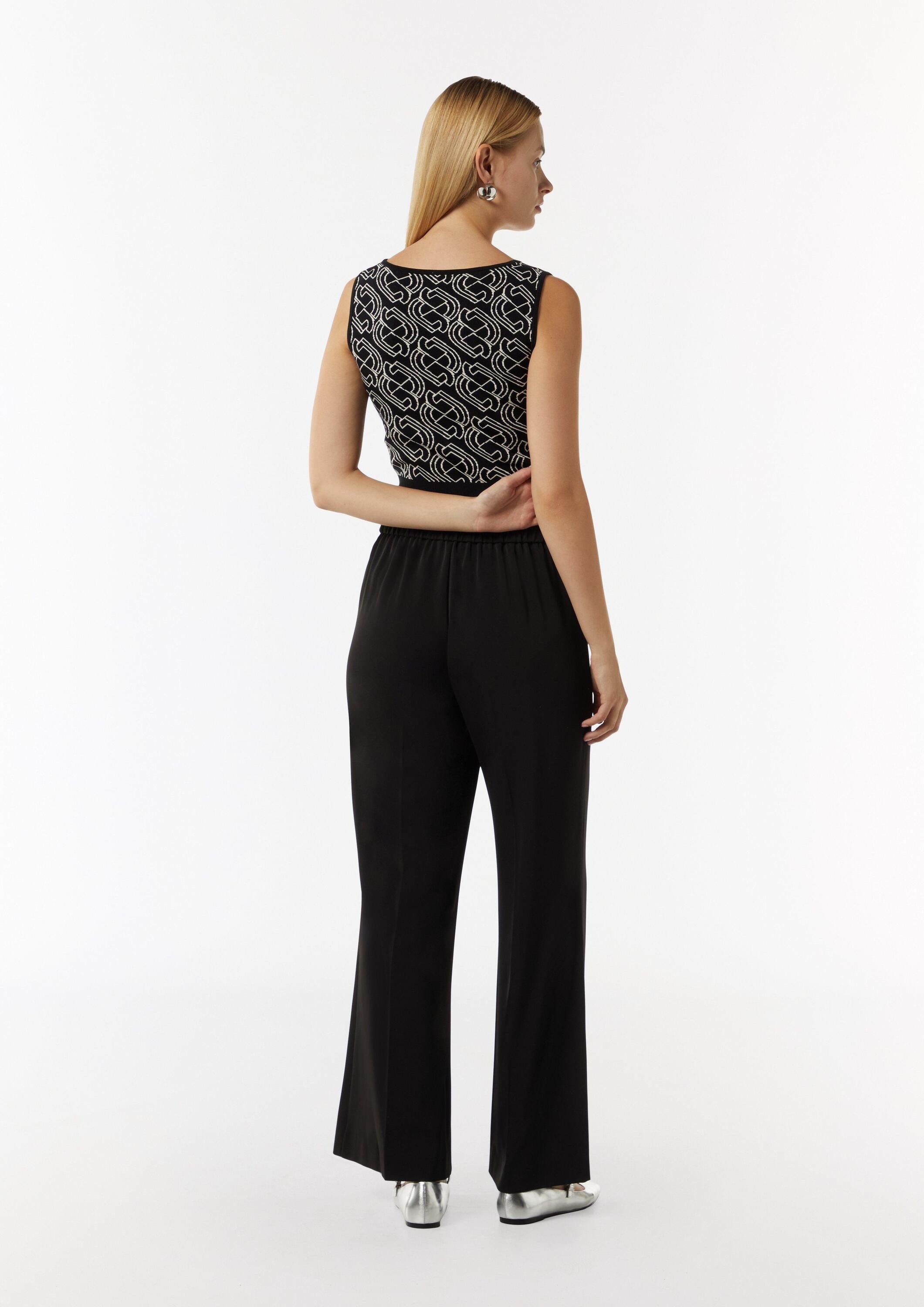 comma Rundhalspullover Strickpullunder Kurzes Feinstricktop mit grafischem Muster