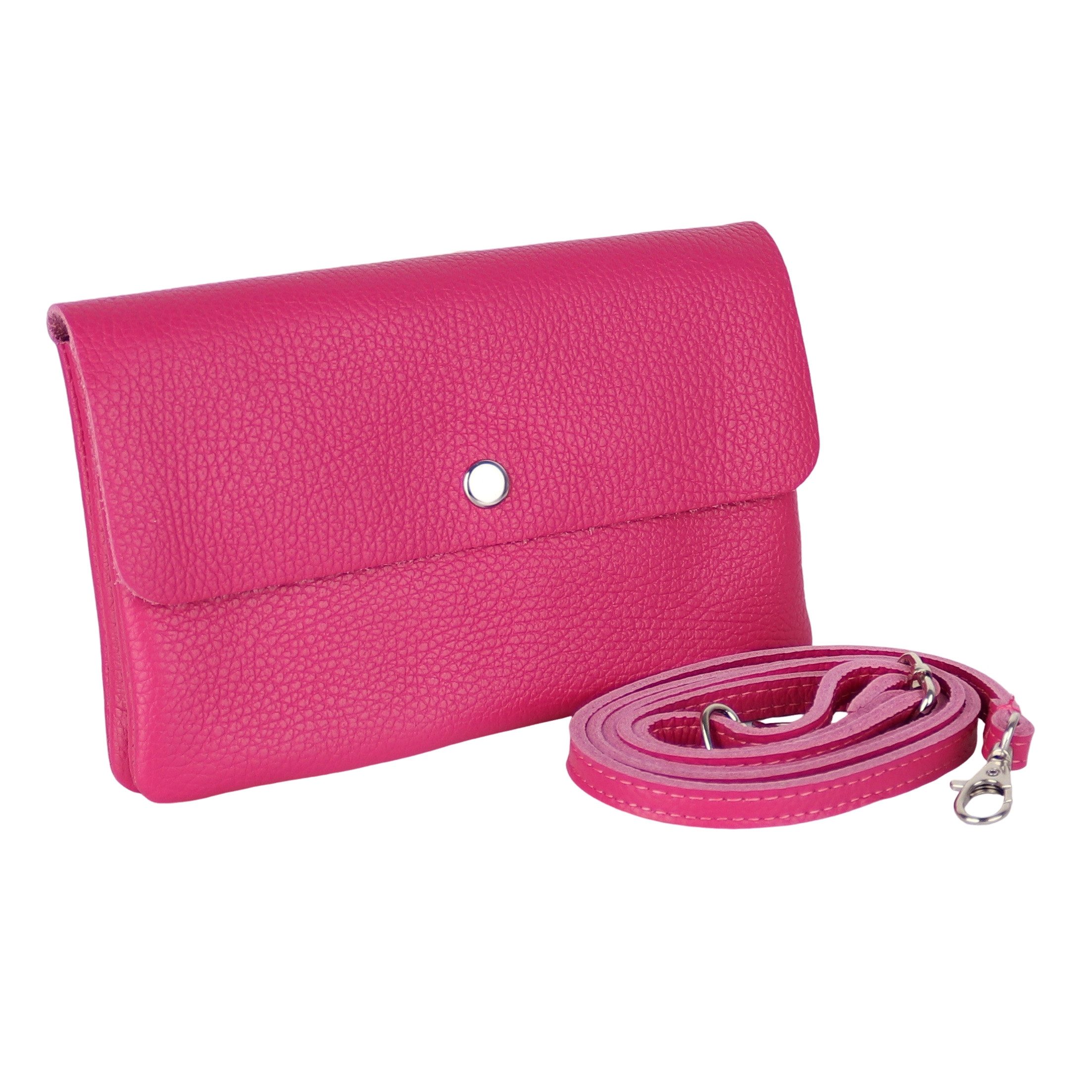 MIRROSI Clutch Damen, Crossbody Bag, Echtleder made in Italy ca.20x12x2cm (Leopard Leo Muster und Unifarbe), Umhängetasche, Schultertasche für jeden Anlass