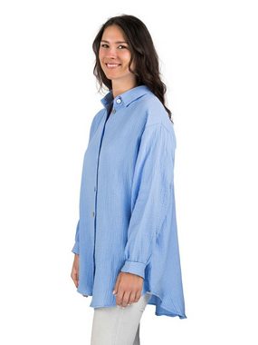 DENIMFY Hemdbluse Damen Bluse DFMathilda Oversize Fit Basic Musselin Hemd aus 100% Baumwolle