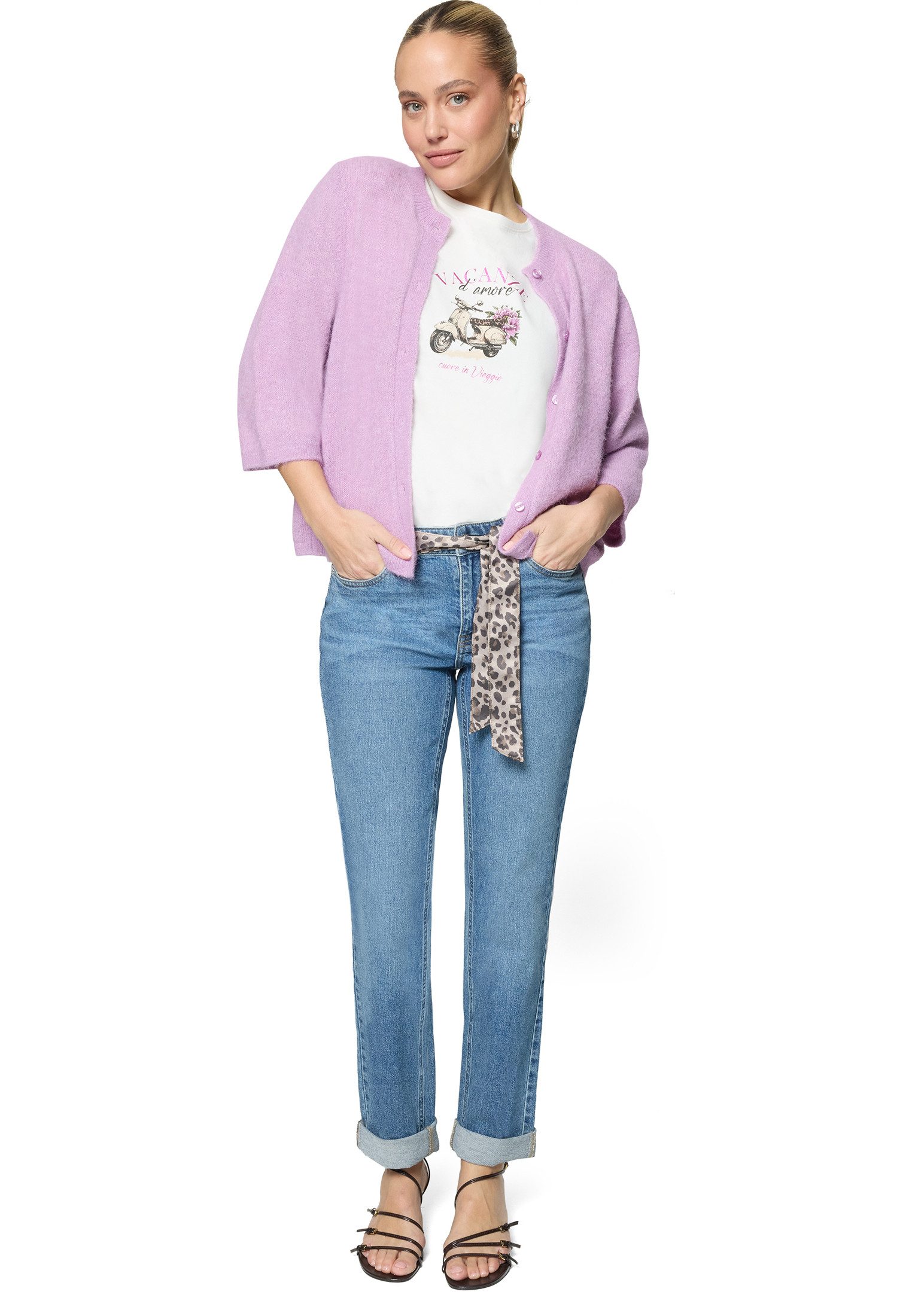Zero Kurzarmshirt Damen mit Print (1-tlg) Glitzer
