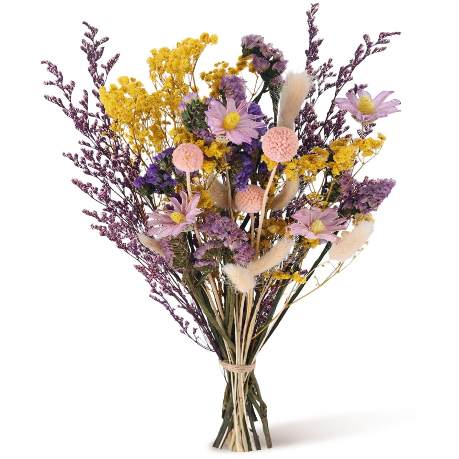 Trockenblume Trockenblumenstrauß Groß Set, Brautstrauß Trockenblumen Strauß, Diwzbyn, Groß zum Basteln Strohblumen Getrocknet für Wohnzimmer Home