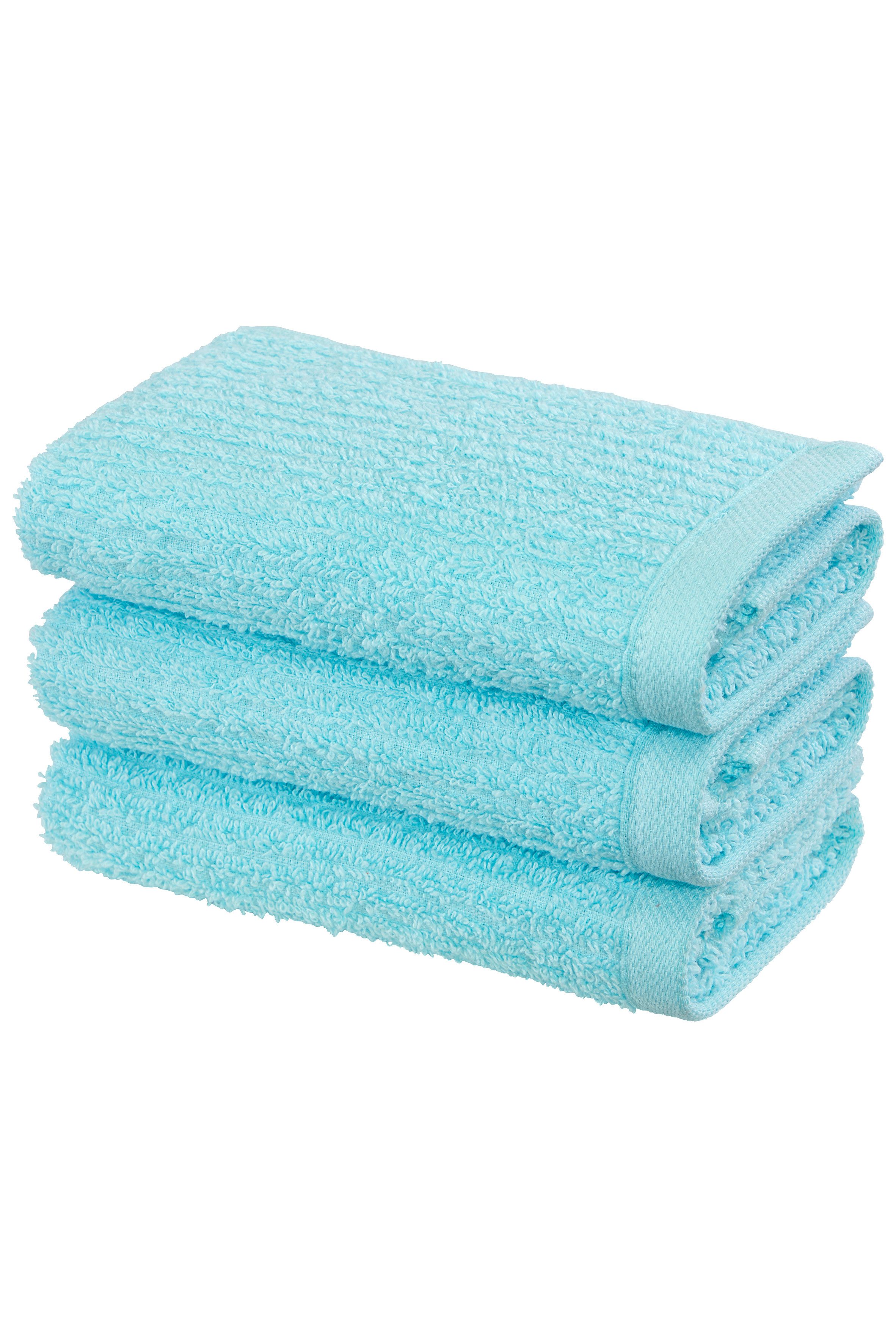 OTTO home Gästehandtücher Riva, 30x50, Premium Handtücher, 500 gr/m², Webfrottier (3-St), Hoch-Tief-Struktur, Streifen, weich, 5 Jahre Garantie