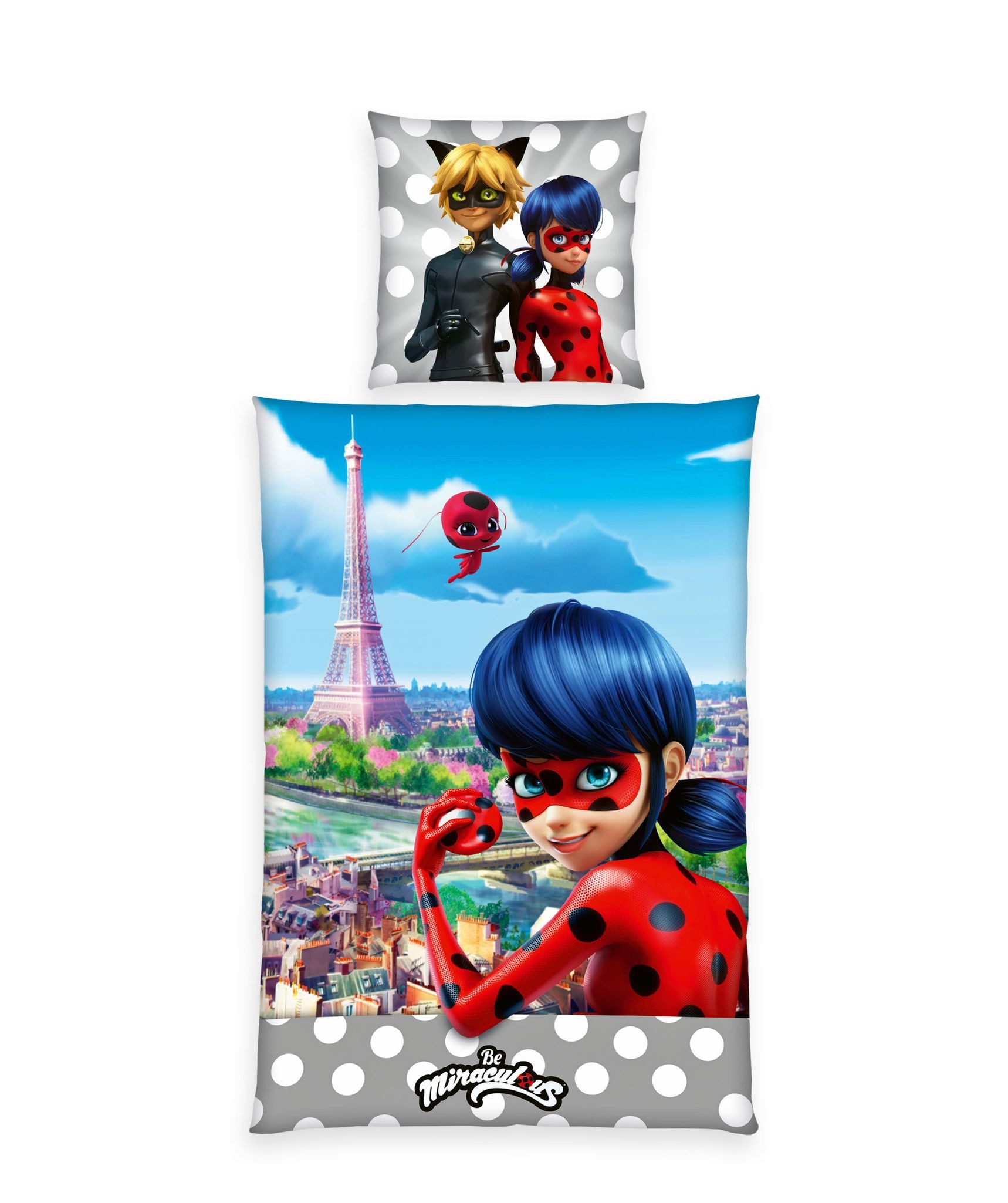 JACK Jugendbettwäsche 135x200cm Be Miraculous Ladybug Paris, Renforcé, 2 te günstig online kaufen