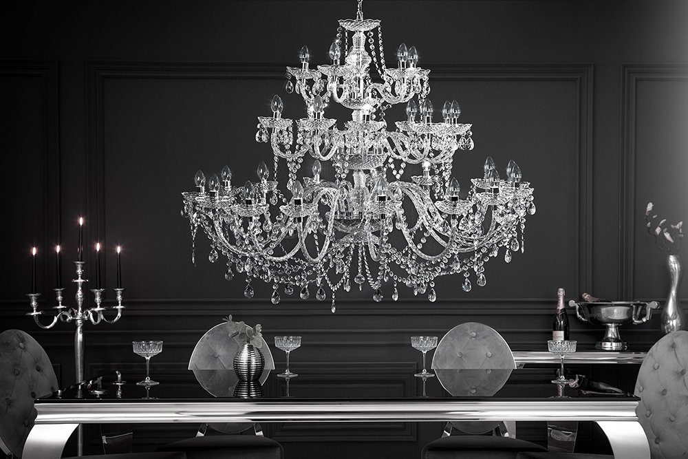 riess-ambiente · Acryl Barock Leuchtmittel, 120cm · Kronleuchter Wohnzimmer · Design ohne CRYSTAL Schlafzimmer · transparent, Hängelampe