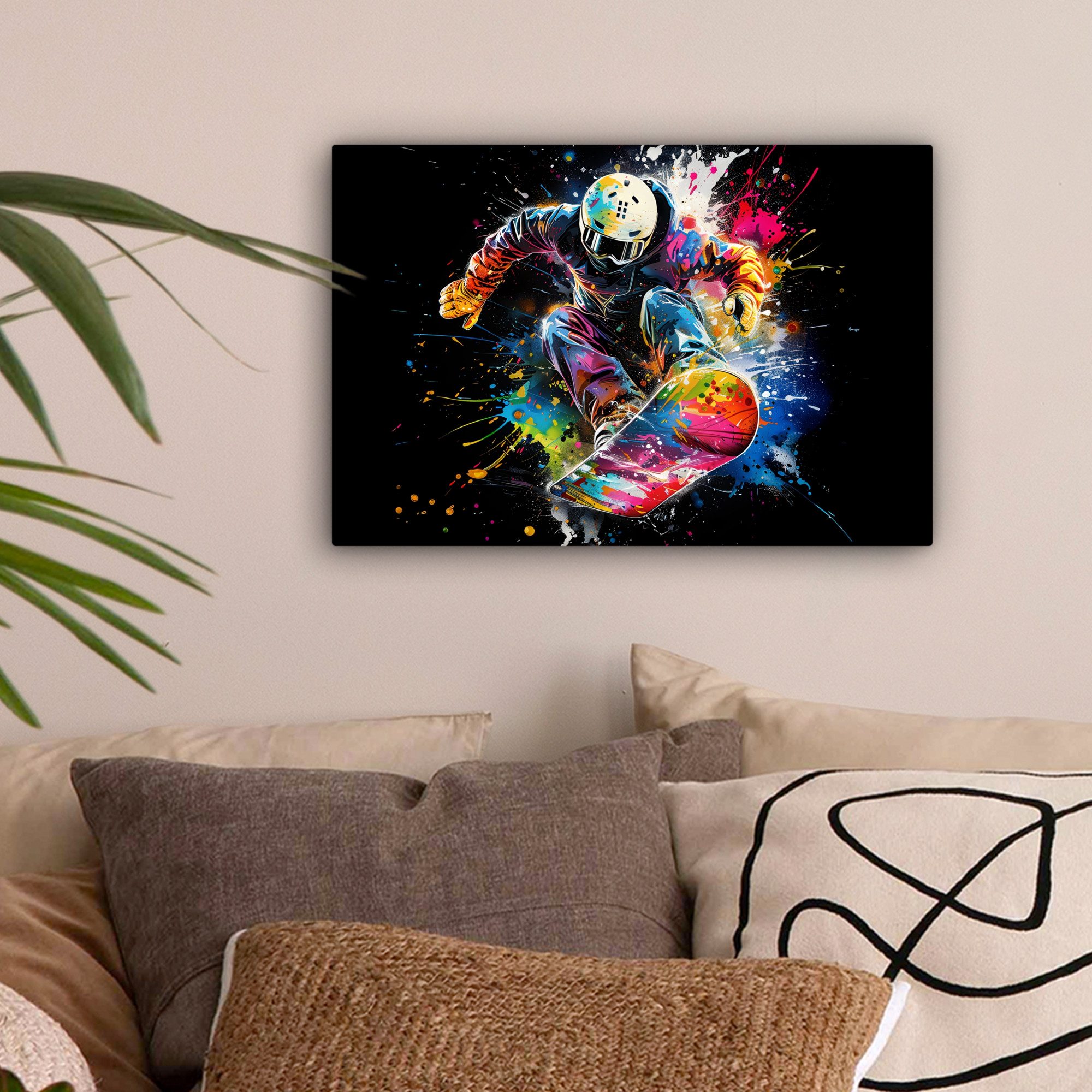 OneMillionCanvasses® Leinwandbild Graffiti - Sport - Fußball - Schuh - Farb günstig online kaufen