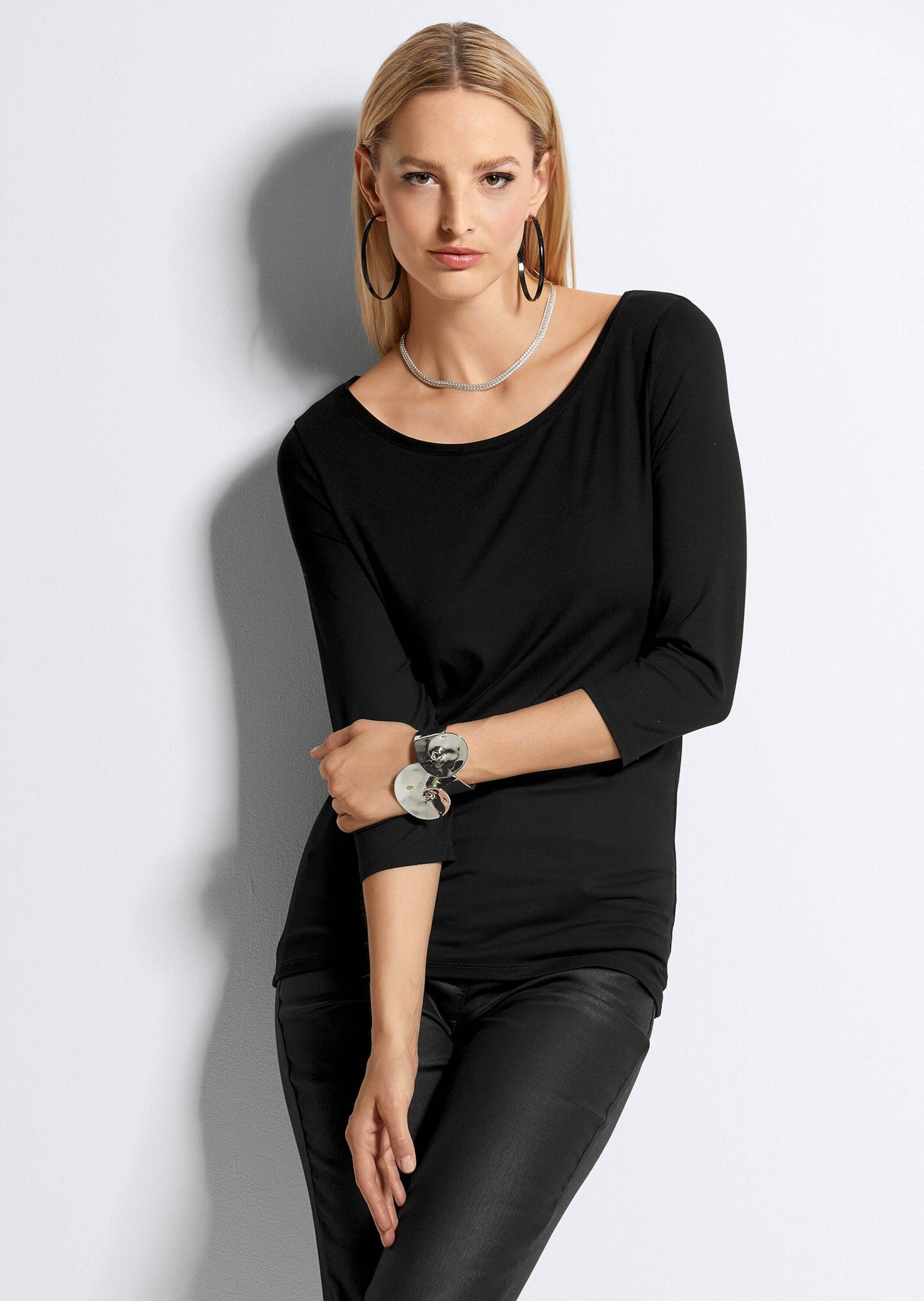 3/4-Arm-Shirt Halbarm Viskose-Oberteil für Damen