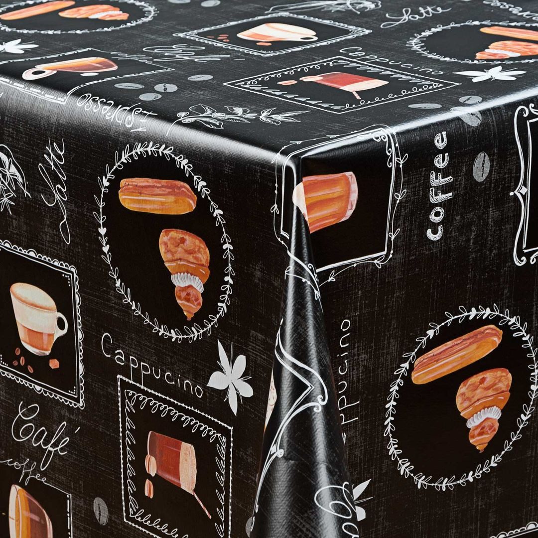laro Tischdecke Wachstuch-Tischdecken Abwaschbar Kaffee Cappuccino Schwarz rechteckig
