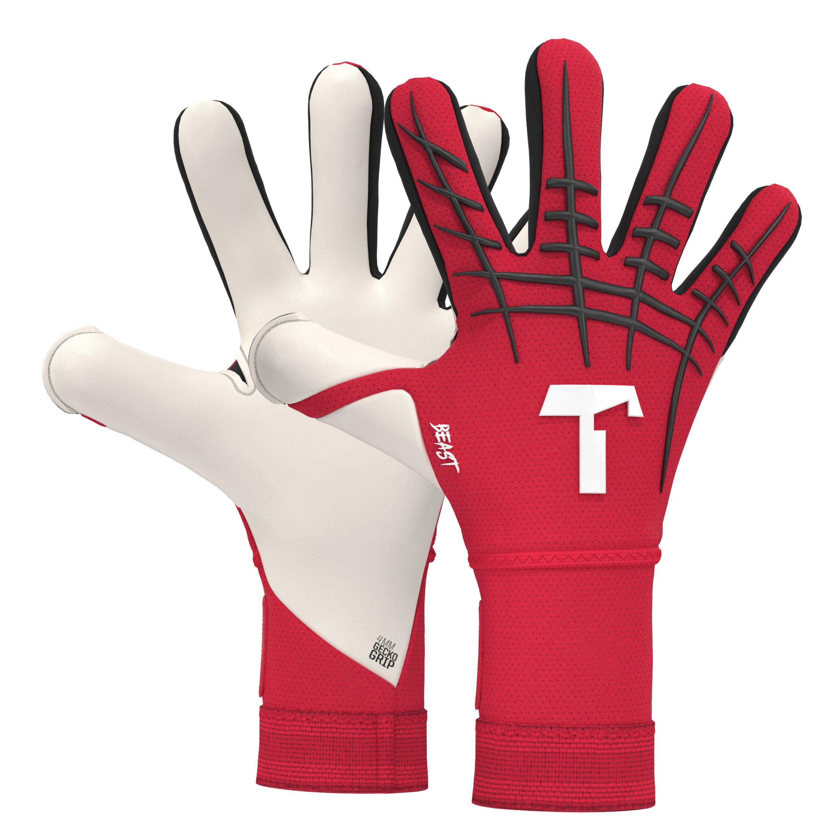 T1TAN Torwarthandschuhe Erwachsene, Red BEAST, Größe 6-11