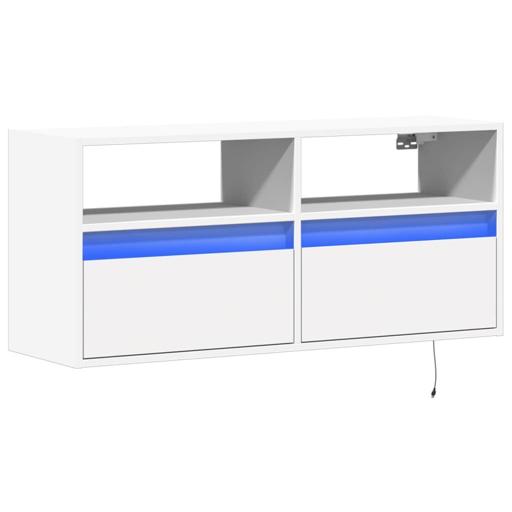 TV-Wand TV-Wandschrank mit LED-Beleuchtung Weiß 100x31x45 cm