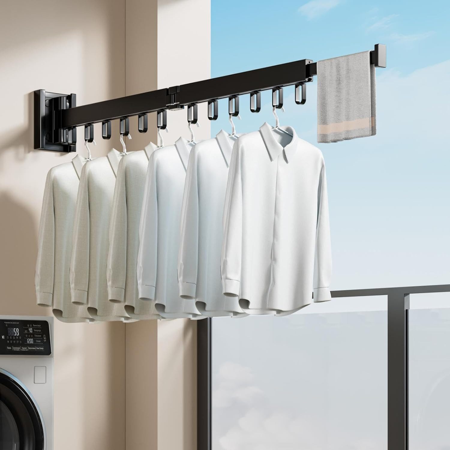 BlingBin Wäscheständer Wandmontierter Kleiderständer, Zusammenklappbar 85CM günstig online kaufen