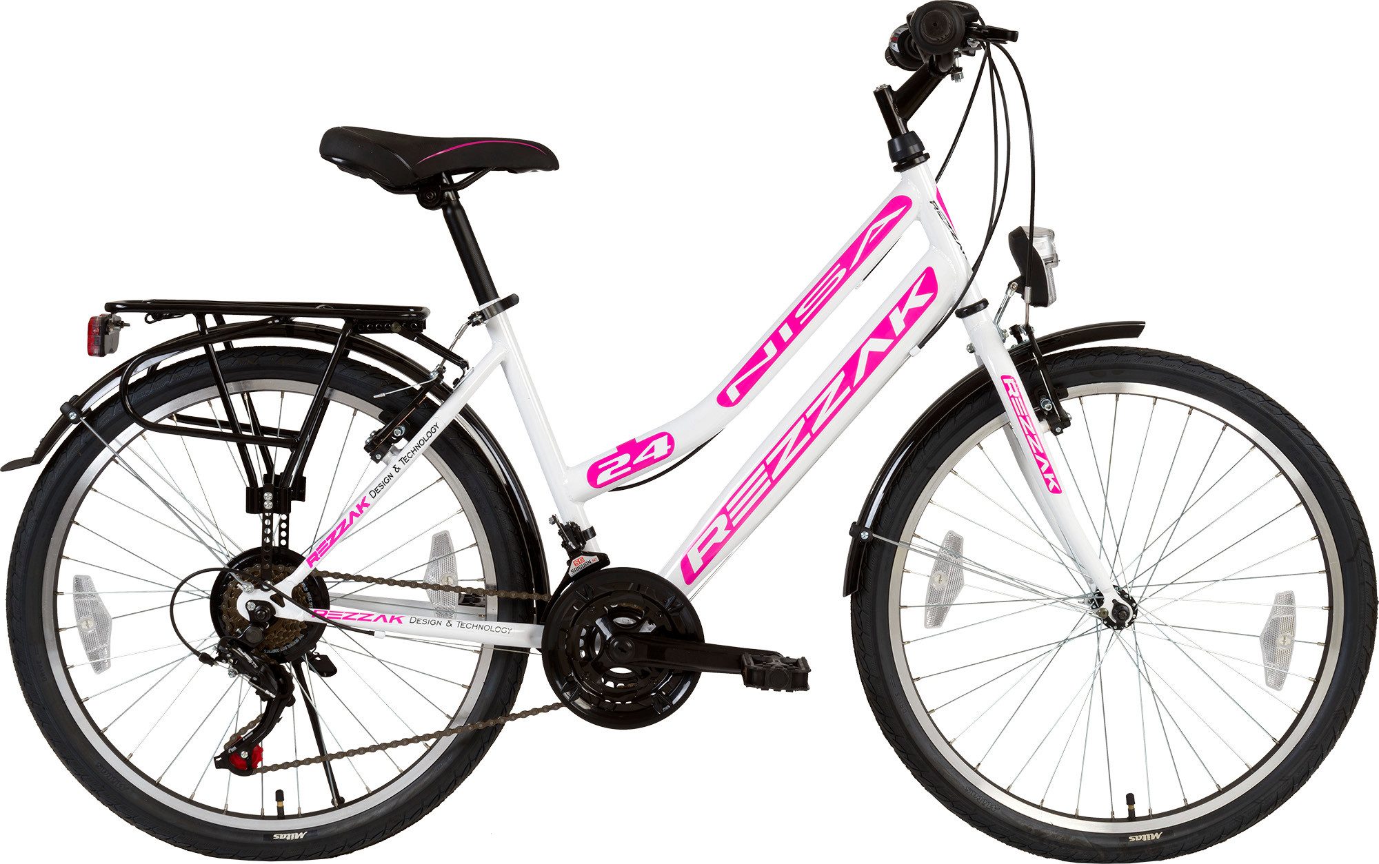 Kinderfahrrad 24 Zoll Mädchen Fahrrad Kinder Fahrrad 21 Gang Shimano Weiss Pink